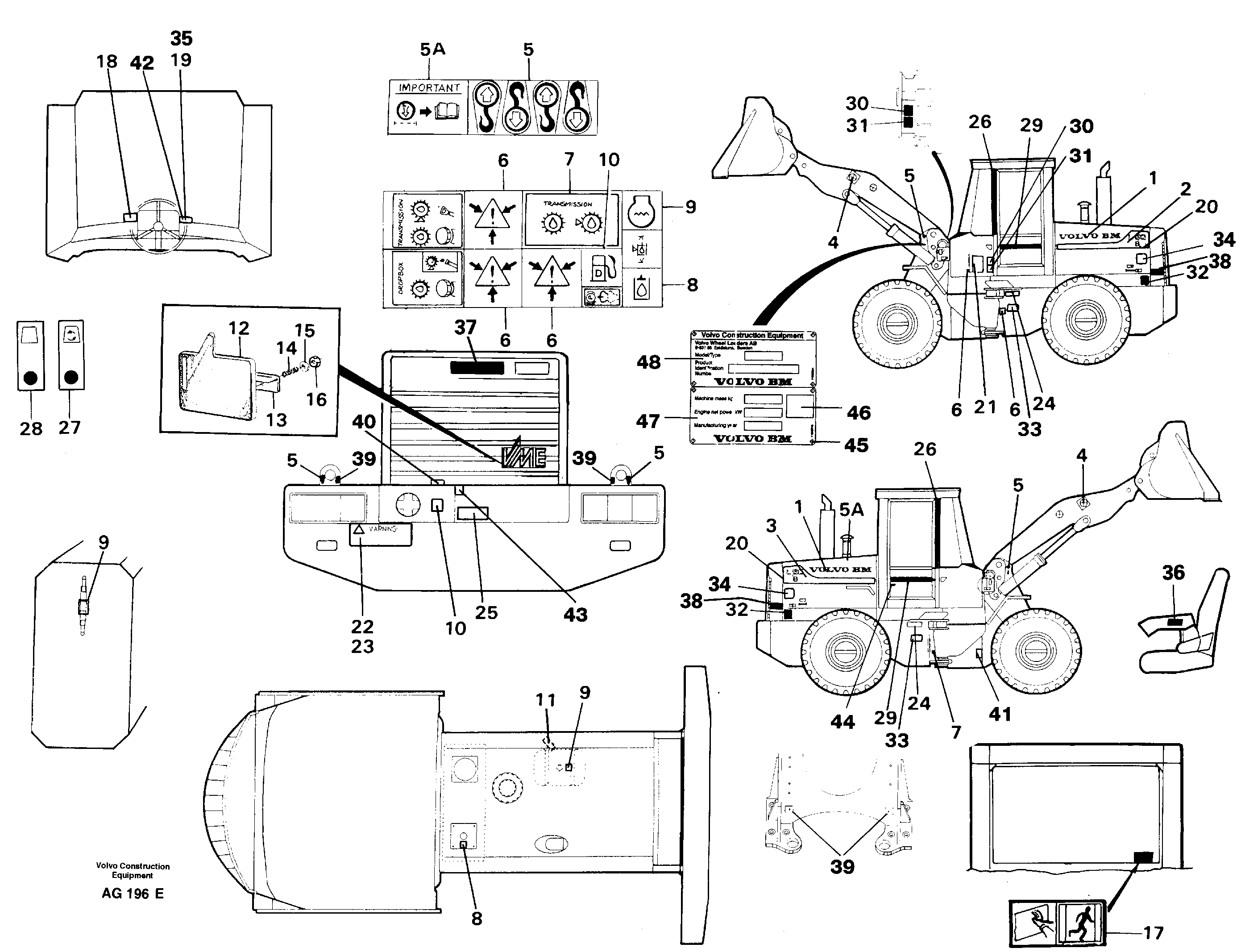 Схема запчастей Volvo L50C - 66636 Sign plates and decals L50B/L50C VOLVO BM VOLVO BM L50B/L50C SER NO - 10966
