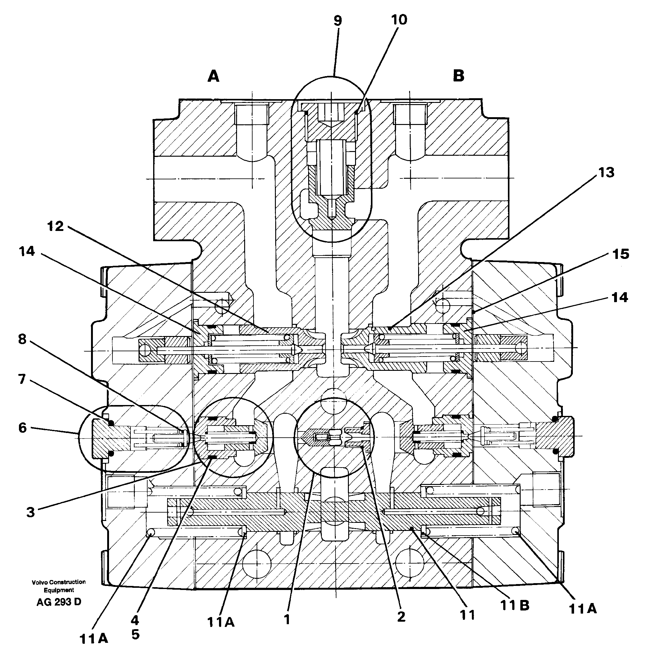 Схема запчастей Volvo L50C - 10279 Valve section Tilt L50B/L50C VOLVO BM VOLVO BM L50B/L50C SER NO - 10966