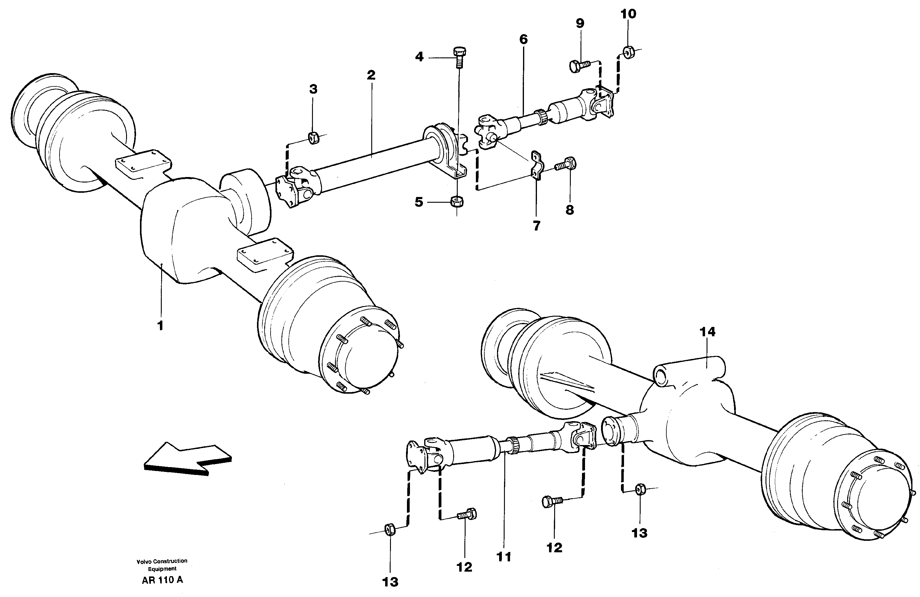 Схема запчастей Volvo L50C - 21698 Propeller shaft, mounting L50C S/N 10967-, OPEN ROPS S/N 35001-