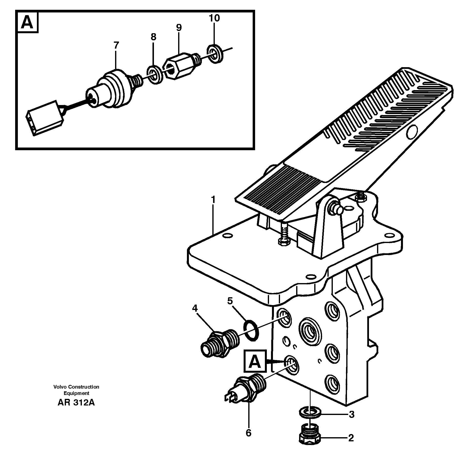 Схема запчастей Volvo L50C - 24433 Footbrake valve Mounting L50C S/N 10967-, OPEN ROPS S/N 35001-