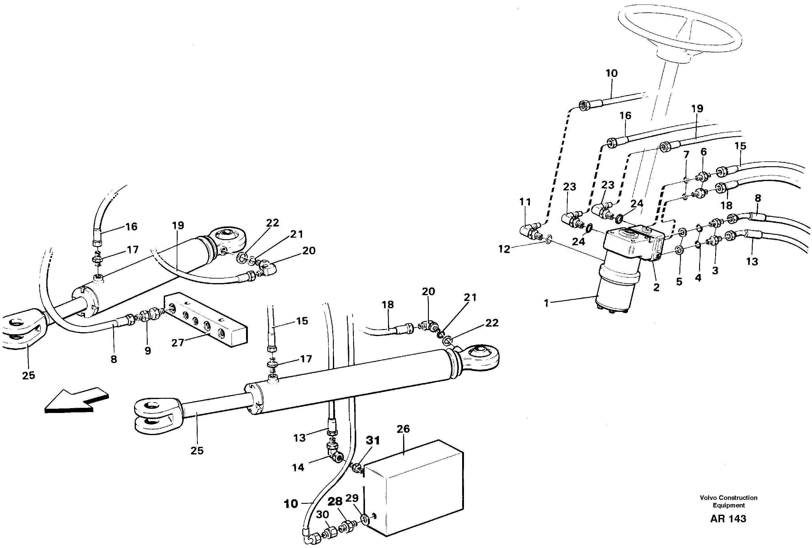 Схема запчастей Volvo L50C - 31589 Рулевая система L50C S/N 10967-, OPEN ROPS S/N 35001-