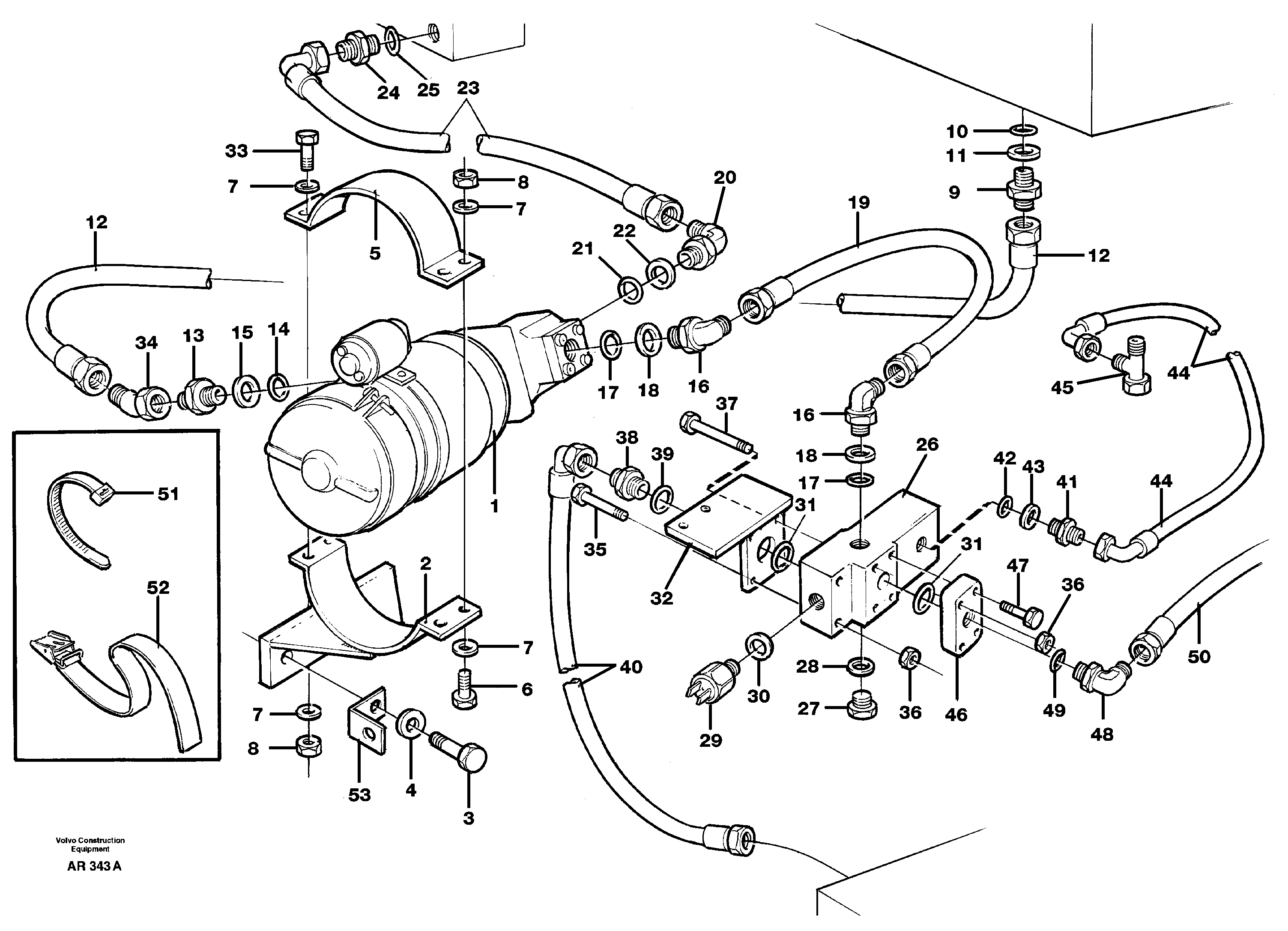 Схема запчастей Volvo L50C - 54226 Auxiliary steering system L50C S/N 10967-, OPEN ROPS S/N 35001-