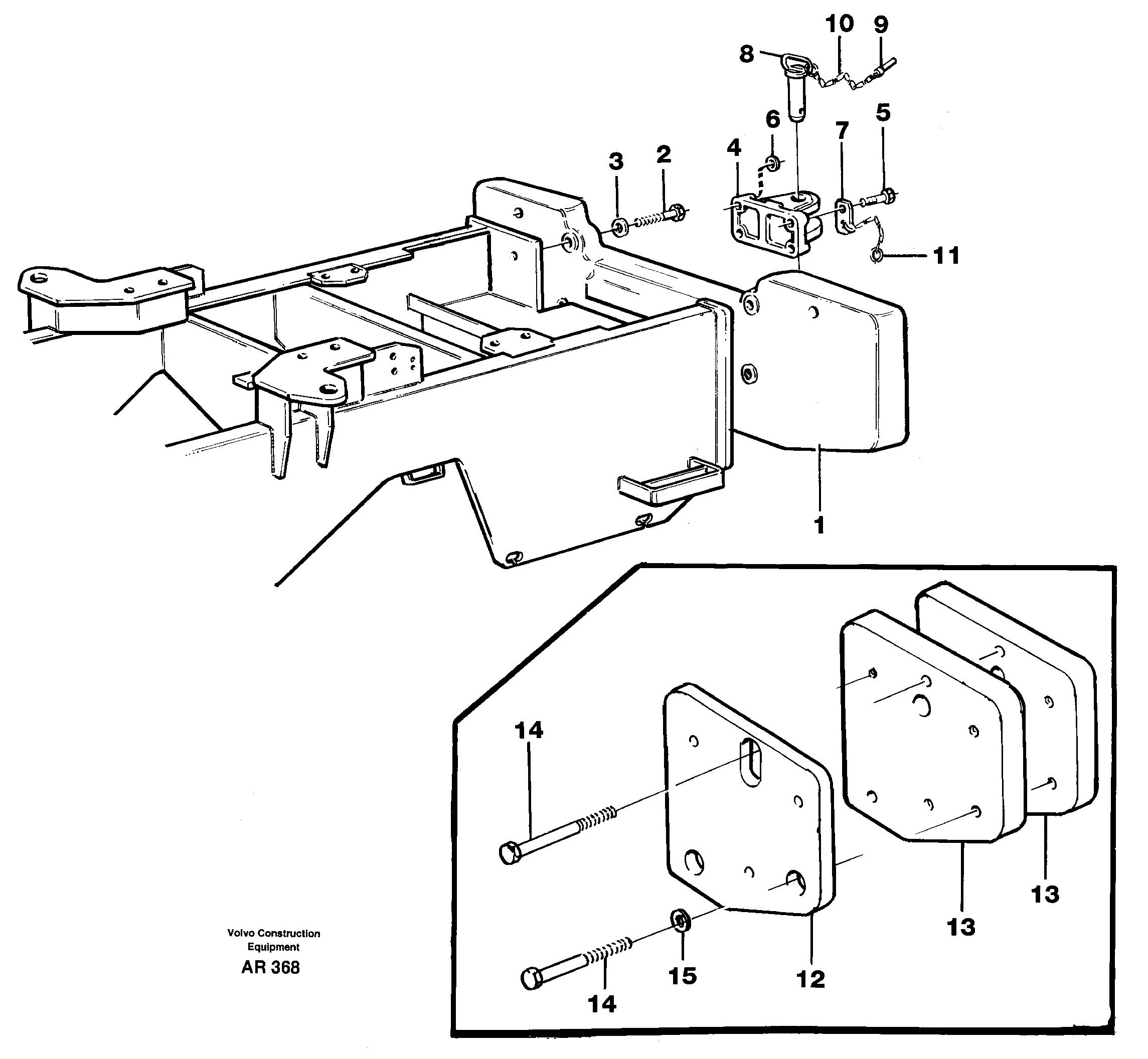 Схема запчастей Volvo L50C - 22402 Rear hitch and counterweight L50C S/N 10967-, OPEN ROPS S/N 35001-