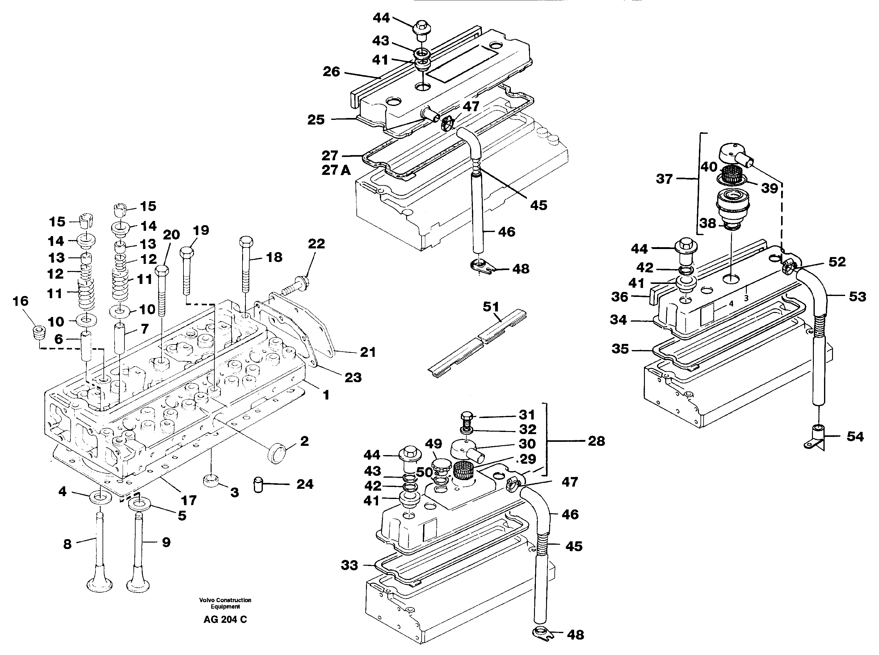 Схема запчастей Volvo L50C - 29982 Головка блока цилиндров L50B/L50C VOLVO BM VOLVO BM L50B/L50C SER NO - 10966