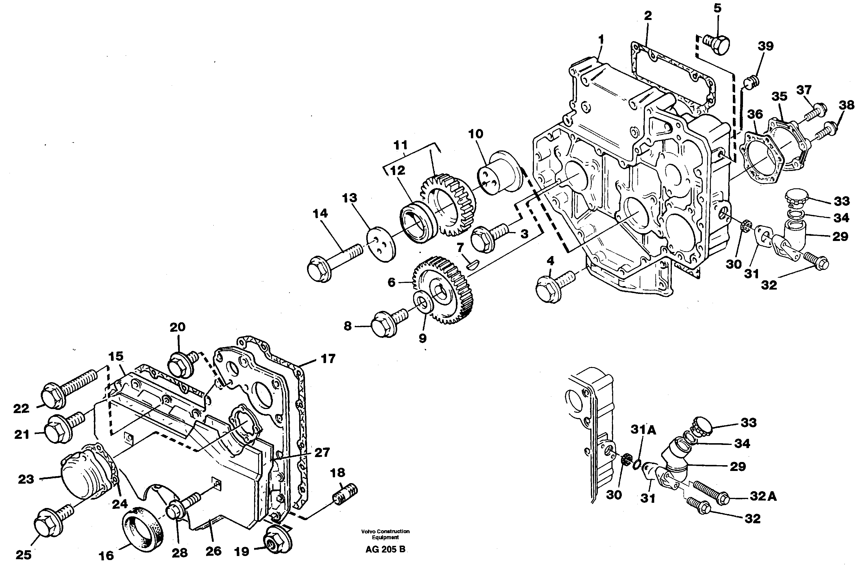 Схема запчастей Volvo L50C - 90723 Timing gear casing L50B/L50C VOLVO BM VOLVO BM L50B/L50C SER NO - 10966