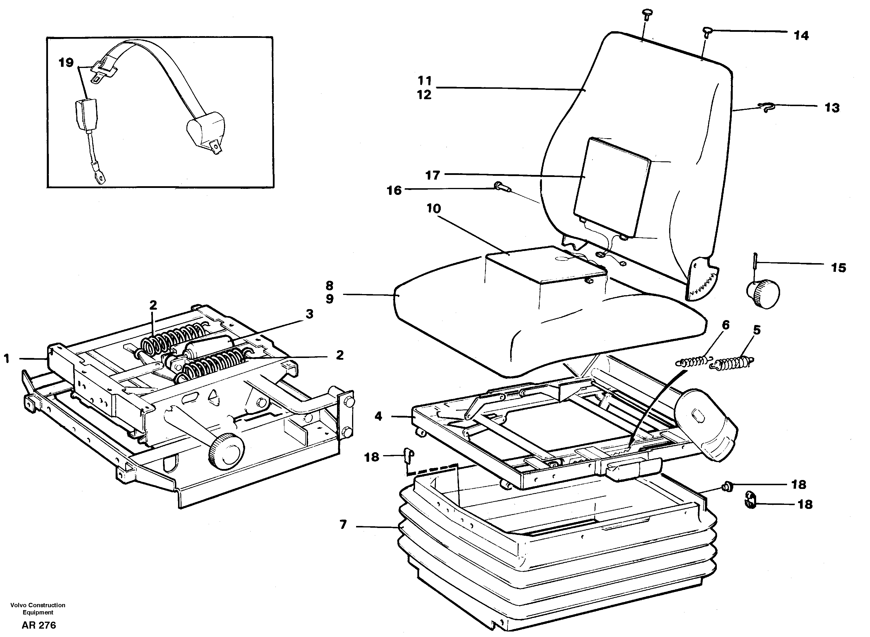 Схема запчастей Volvo L50C - 45212 Operator seat Isri L50C S/N 10967-, OPEN ROPS S/N 35001-