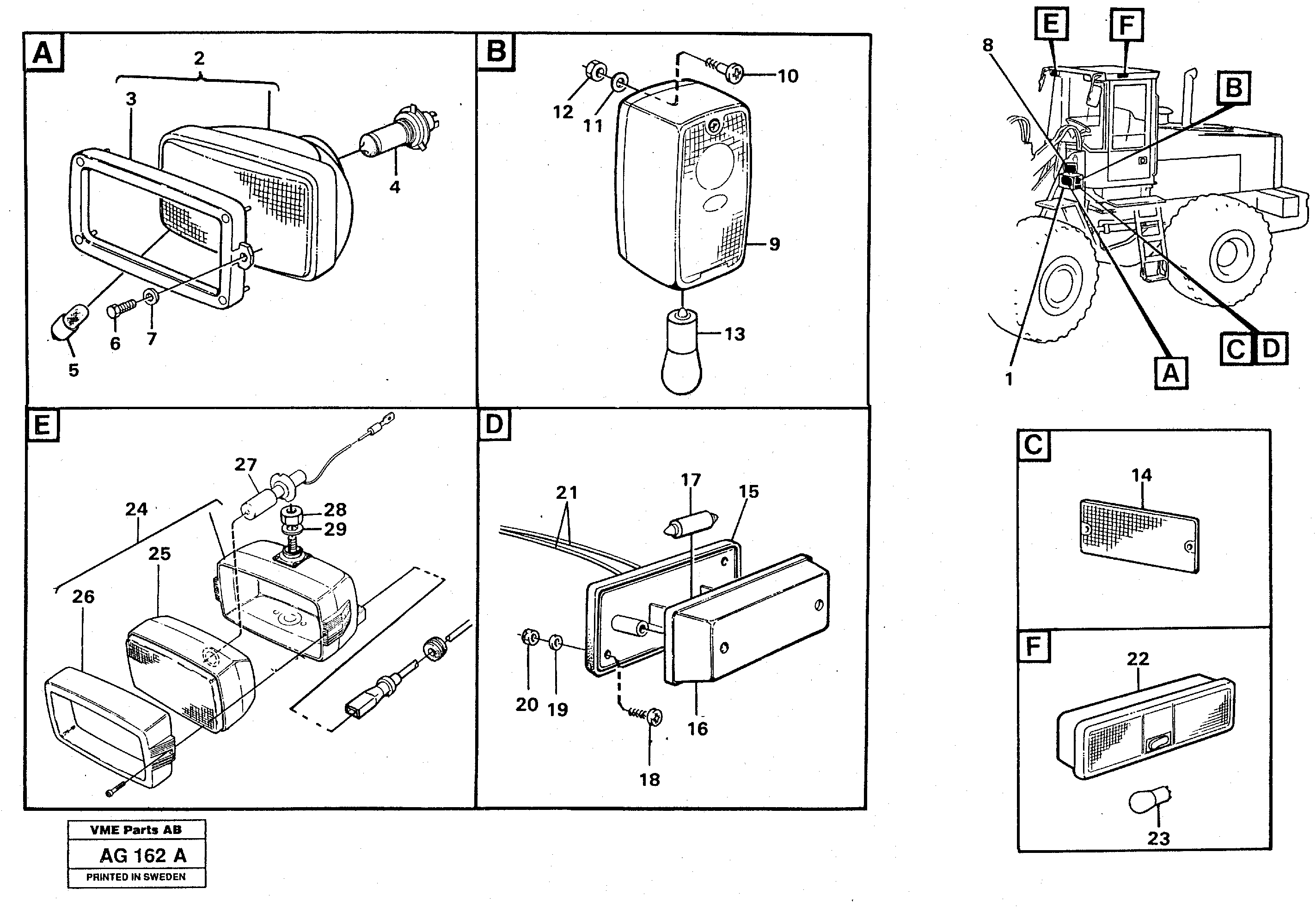 Схема запчастей Volvo L50C - 29733 Lighting, front L50B/L50C VOLVO BM VOLVO BM L50B/L50C SER NO - 10966