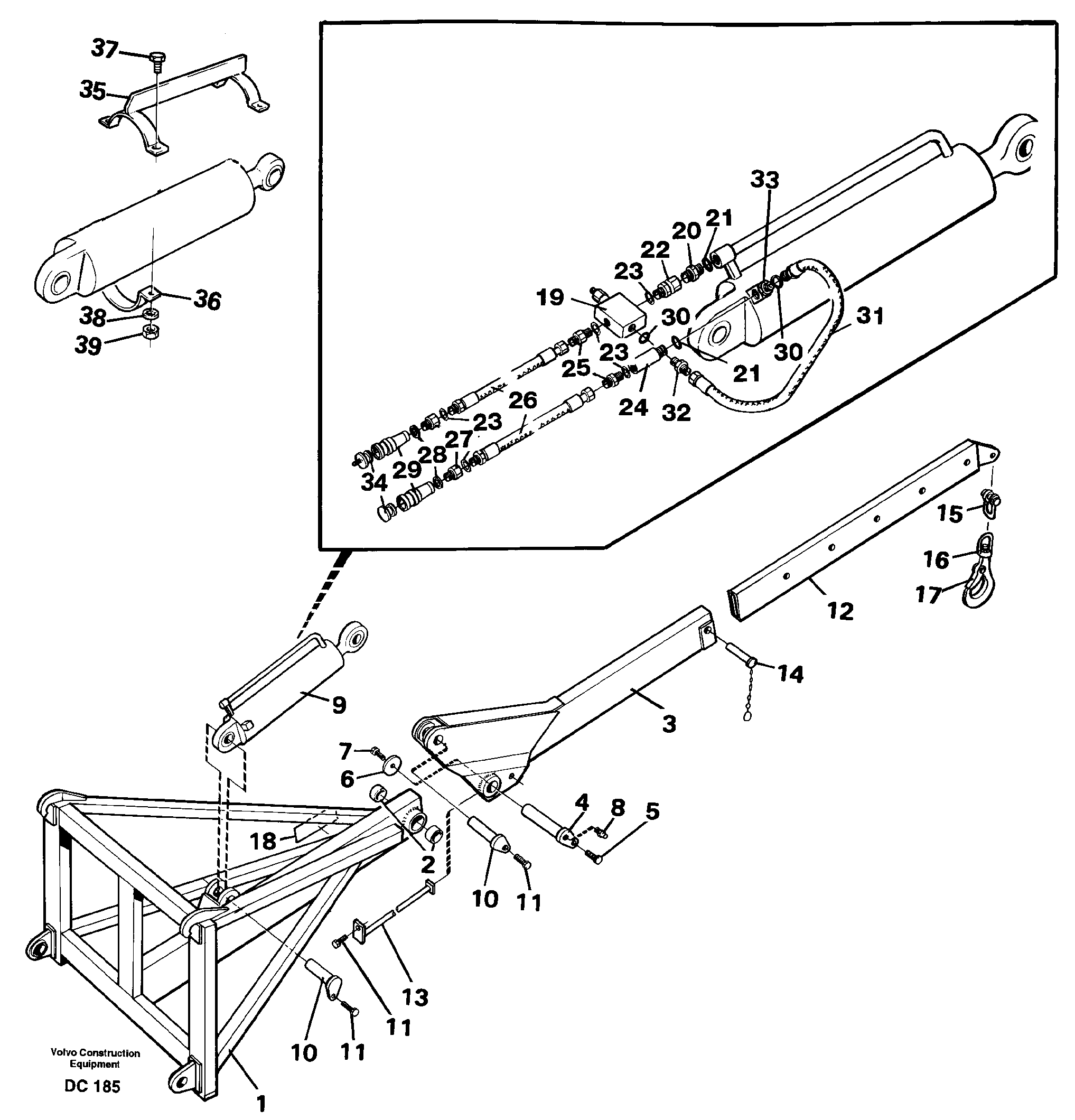 Схема запчастей Volvo L70C - 34162 Lifting arm, luffing ATTACHMENTS ATTACHMENTS WHEEL LOADERS GEN. - C
