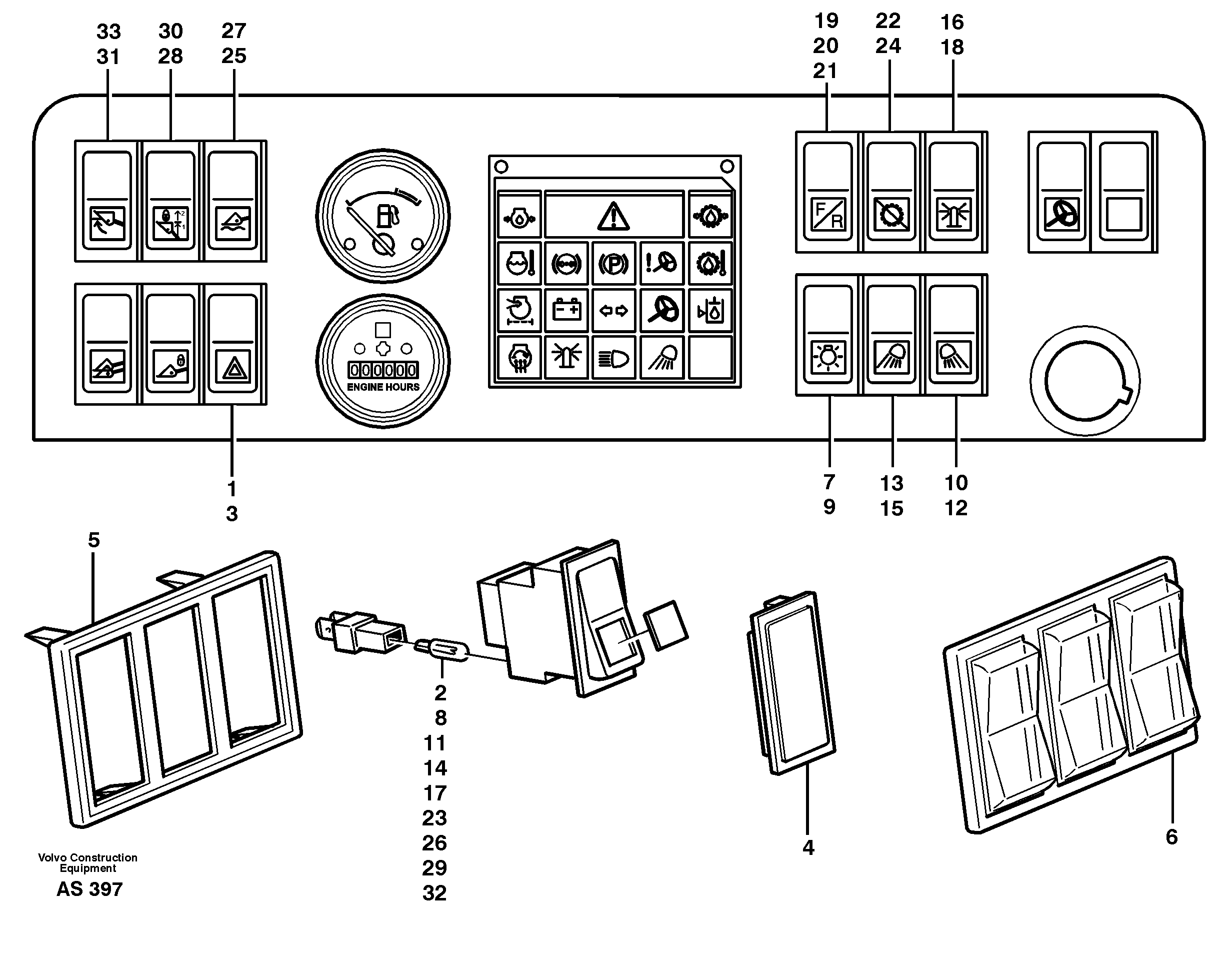 Схема запчастей Volvo L70C - 66876 Switch panel L70C SER NO 13116-, SER NO BRAZIL 70007-