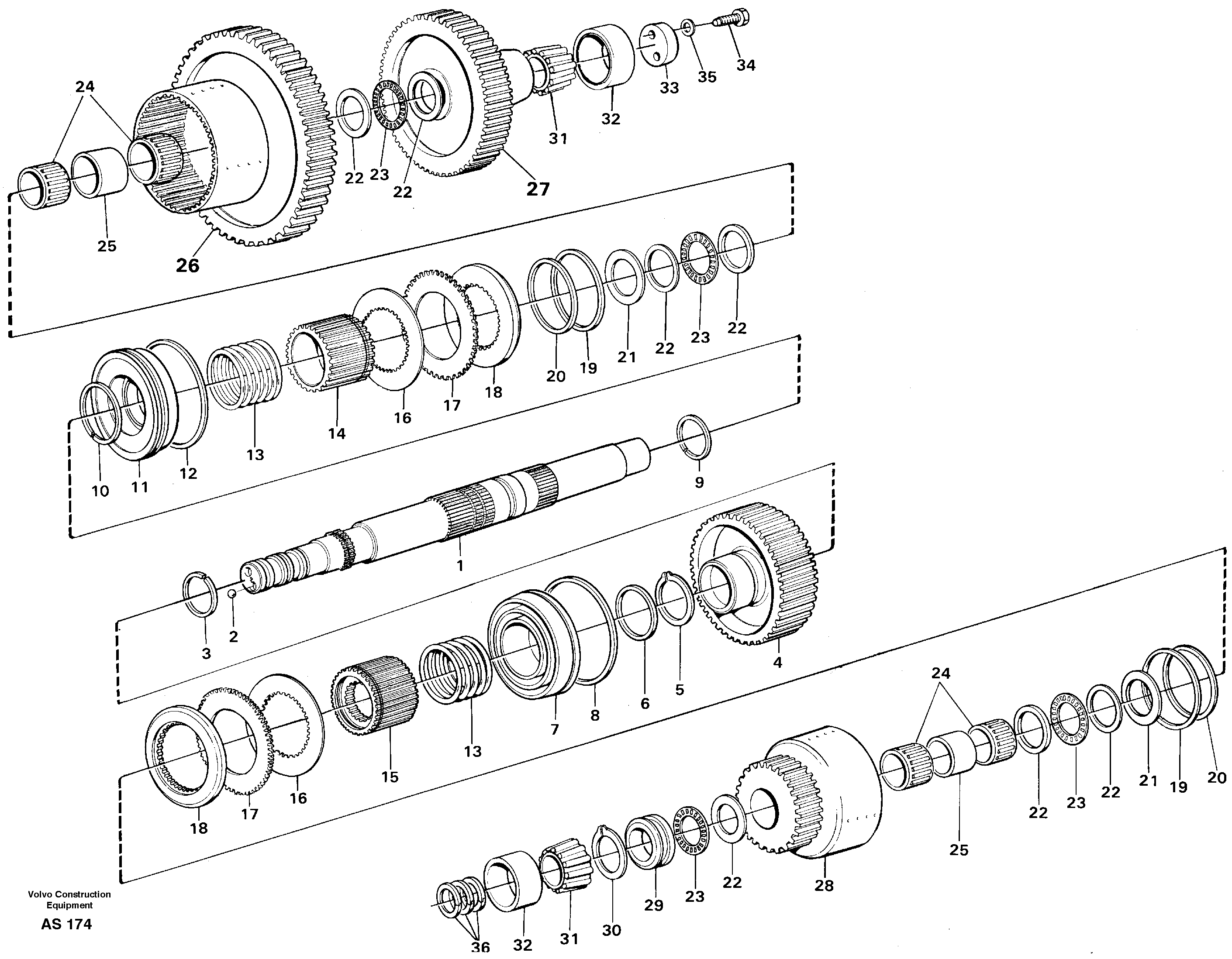 Схема запчастей Volvo L70C - 21103 Hydraulic clutch rear/4:th speeds L70C SER NO 13116-, SER NO BRAZIL 70007-