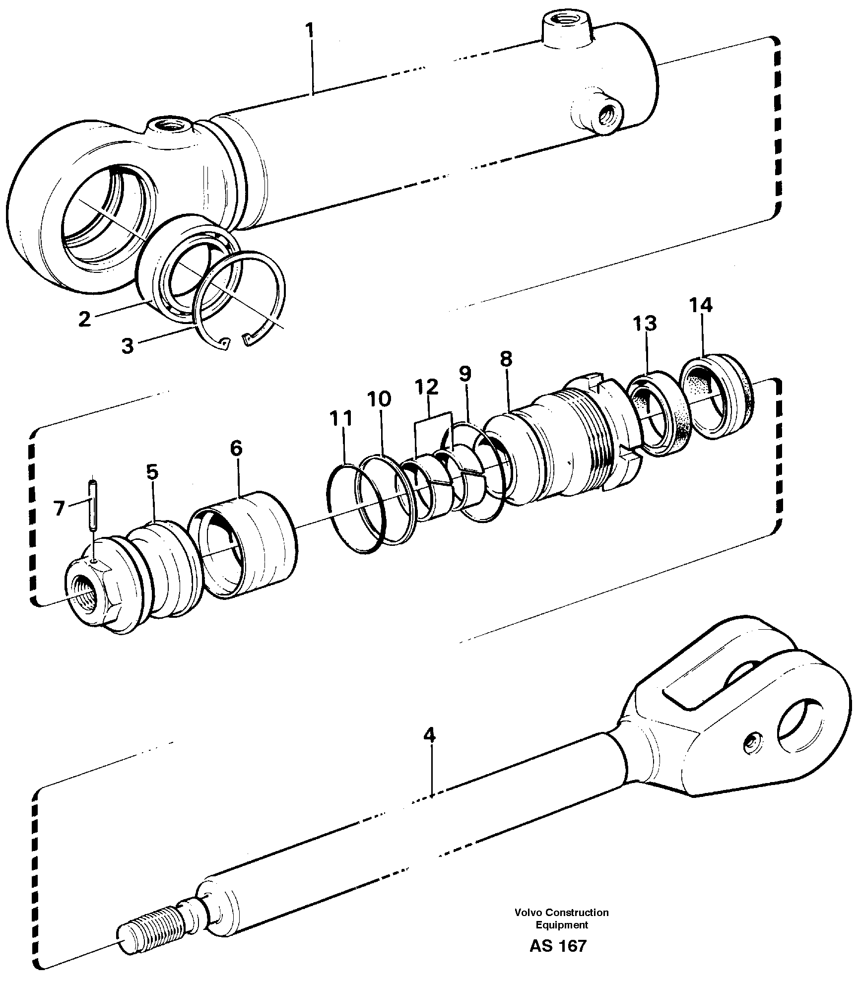 Схема запчастей Volvo L70C - 22027 Гидроцилиндр L70C SER NO 13116-, SER NO BRAZIL 70007-