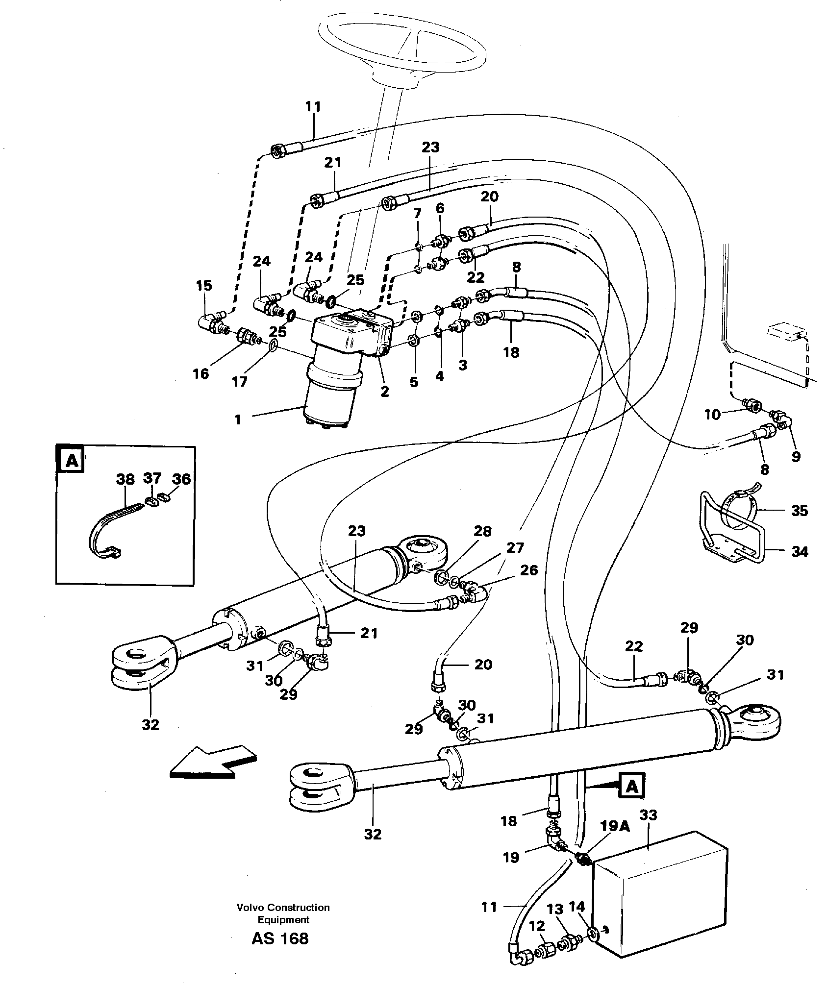 Схема запчастей Volvo L70C - 31594 Рулевая система L70C SER NO 13116-, SER NO BRAZIL 70007-