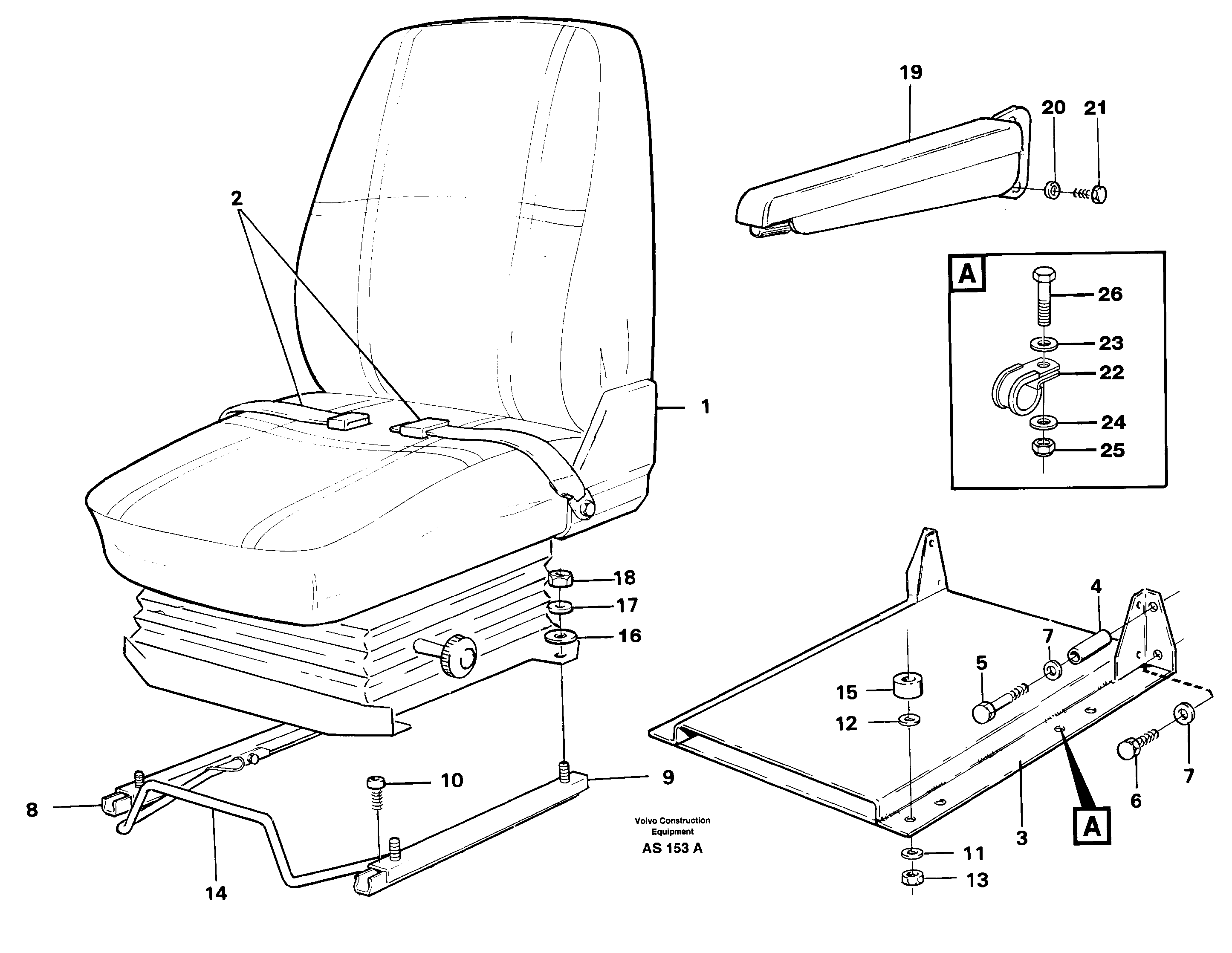 Схема запчастей Volvo L70C - 60106 Operator seat Assembly L70C SER NO 13116-, SER NO BRAZIL 70007-