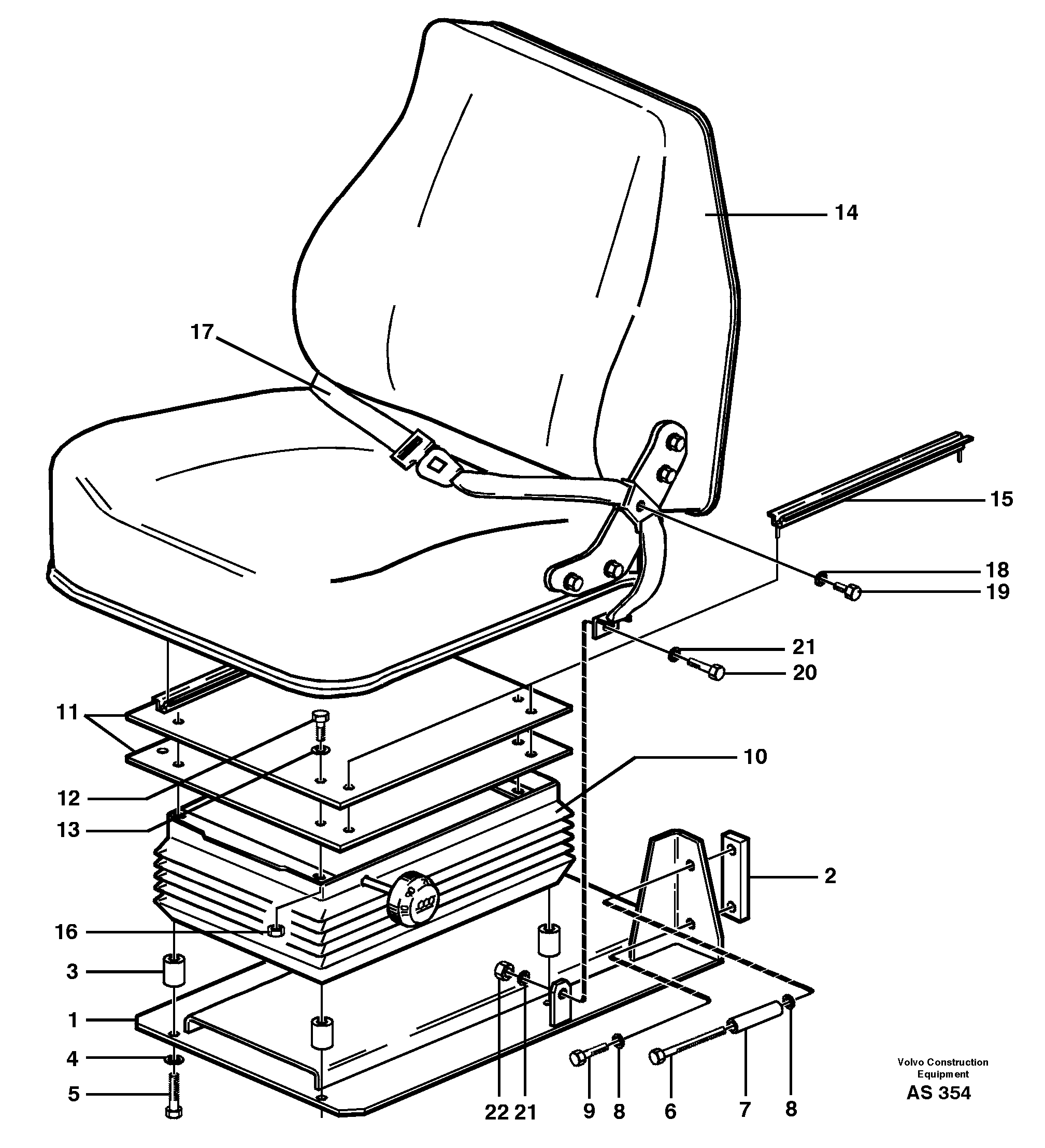 Схема запчастей Volvo L70C - 65654 Operator seat with fitting parts L70C SER NO 13116-, SER NO BRAZIL 70007-