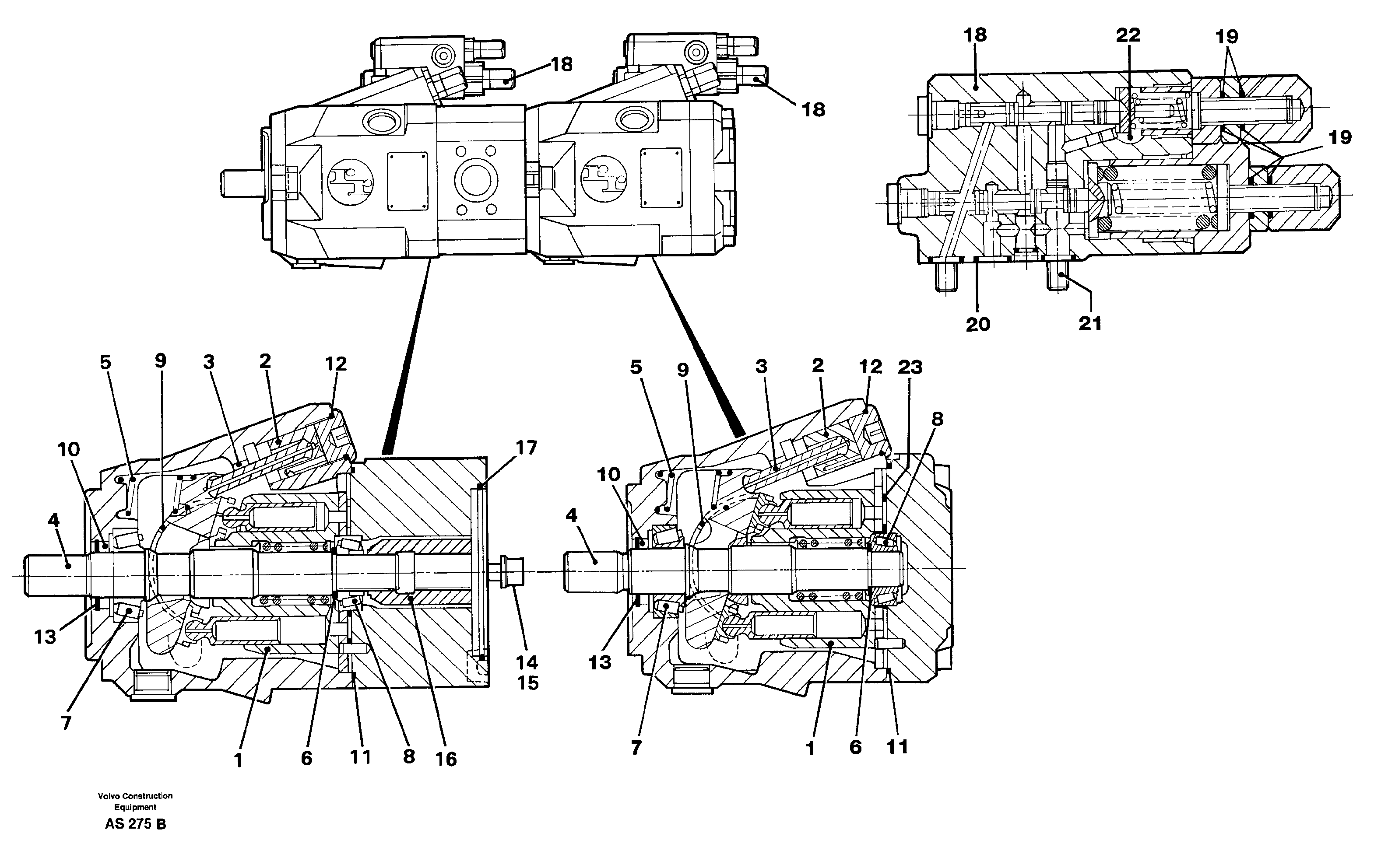 Схема запчастей Volvo L70C - 98337 Гидронасос (основной насос) L70C SER NO 13116-, SER NO BRAZIL 70007-