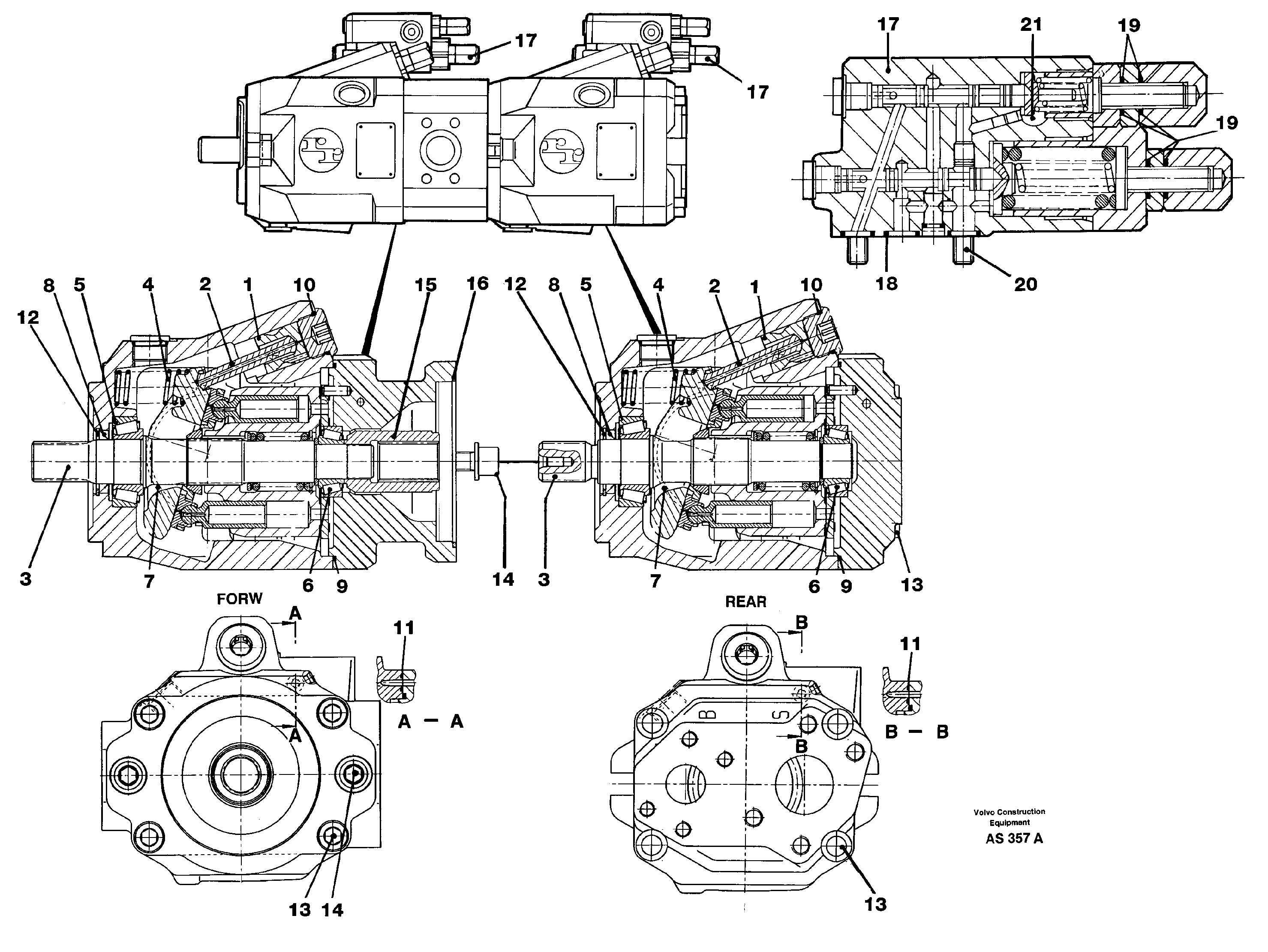 Схема запчастей Volvo L70C - 98571 Гидронасос (основной насос) L70C SER NO 13116-, SER NO BRAZIL 70007-