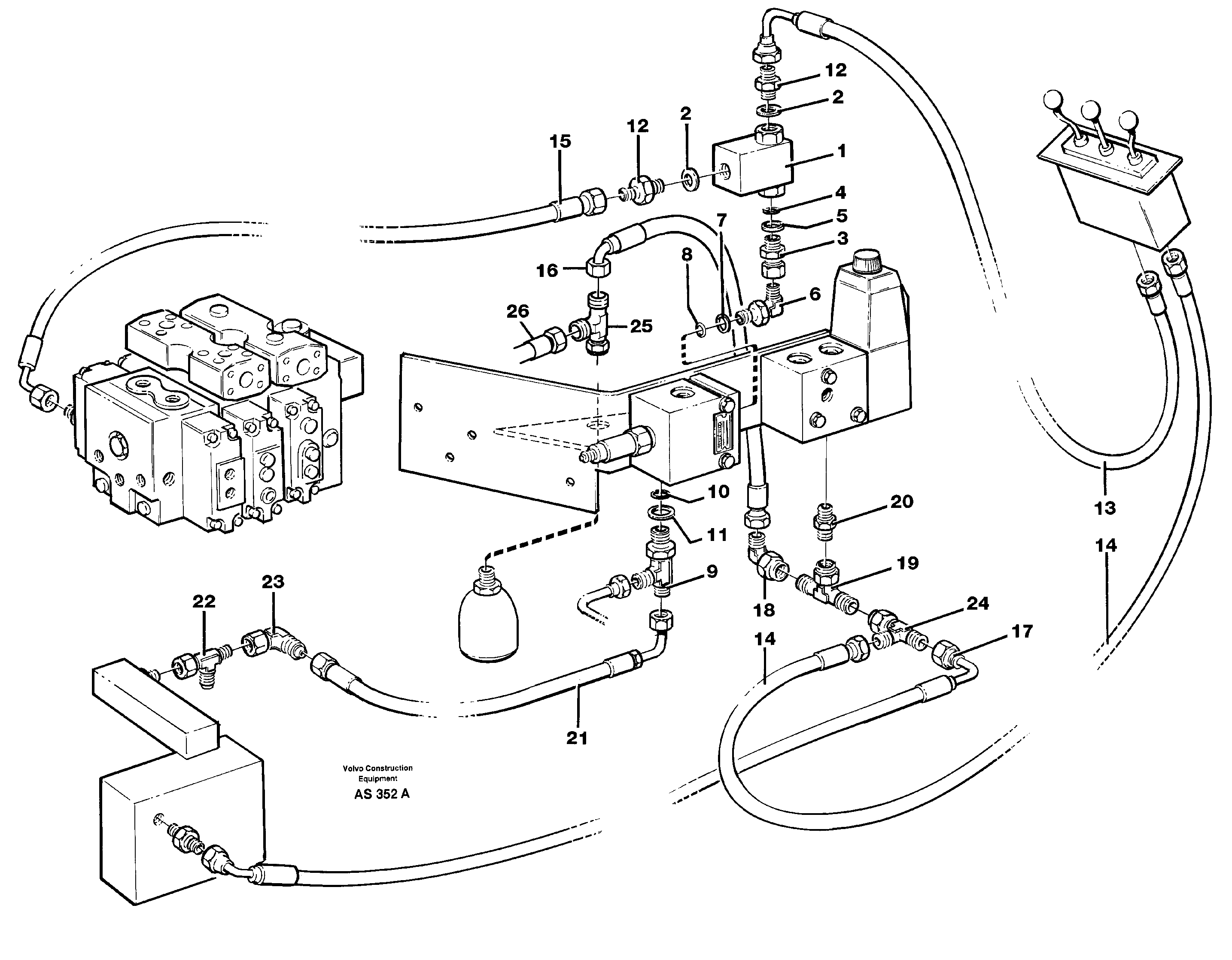 Схема запчастей Volvo L70C - 45529 Servo hydraulic: hydraulic lines L70C SER NO 13116-, SER NO BRAZIL 70007-