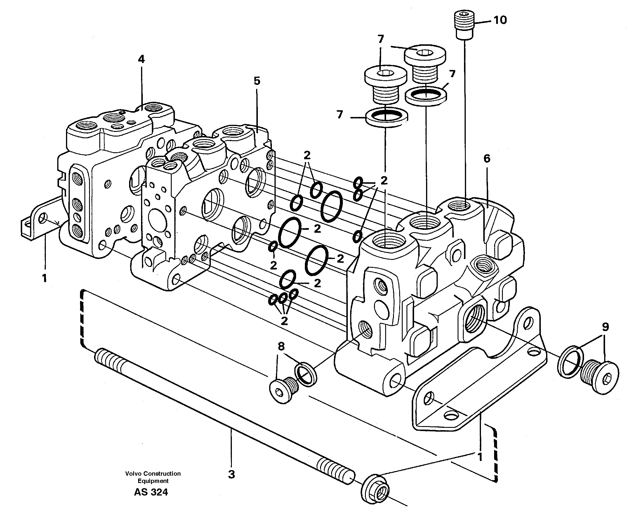 Схема запчастей Volvo L70C - 21119 Valve section with assembly parts L70C SER NO 13116-, SER NO BRAZIL 70007-