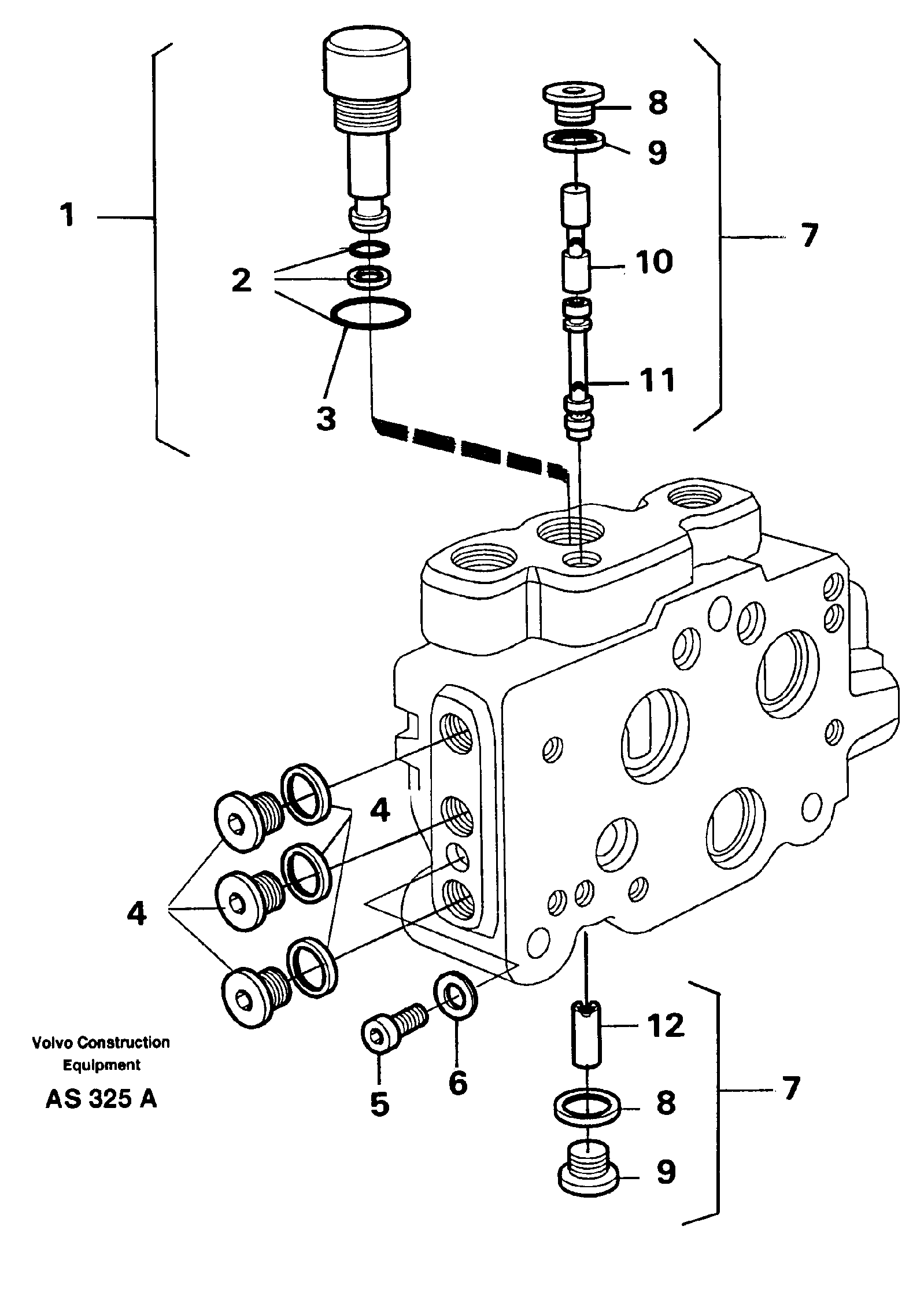 Схема запчастей Volvo L70C - 64884 Valve section L70C SER NO 13116-, SER NO BRAZIL 70007-