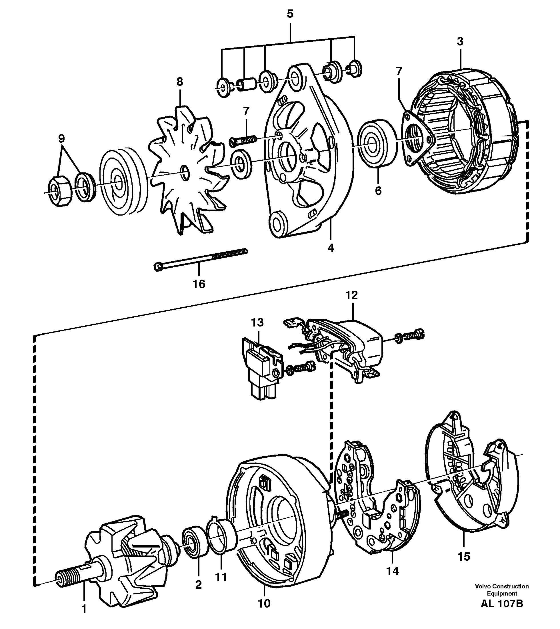Схема запчастей Volvo L70C - 14106 Alternator L70B/L70C VOLVO BM VOLVO BM L70B/L70C SER NO - 13115