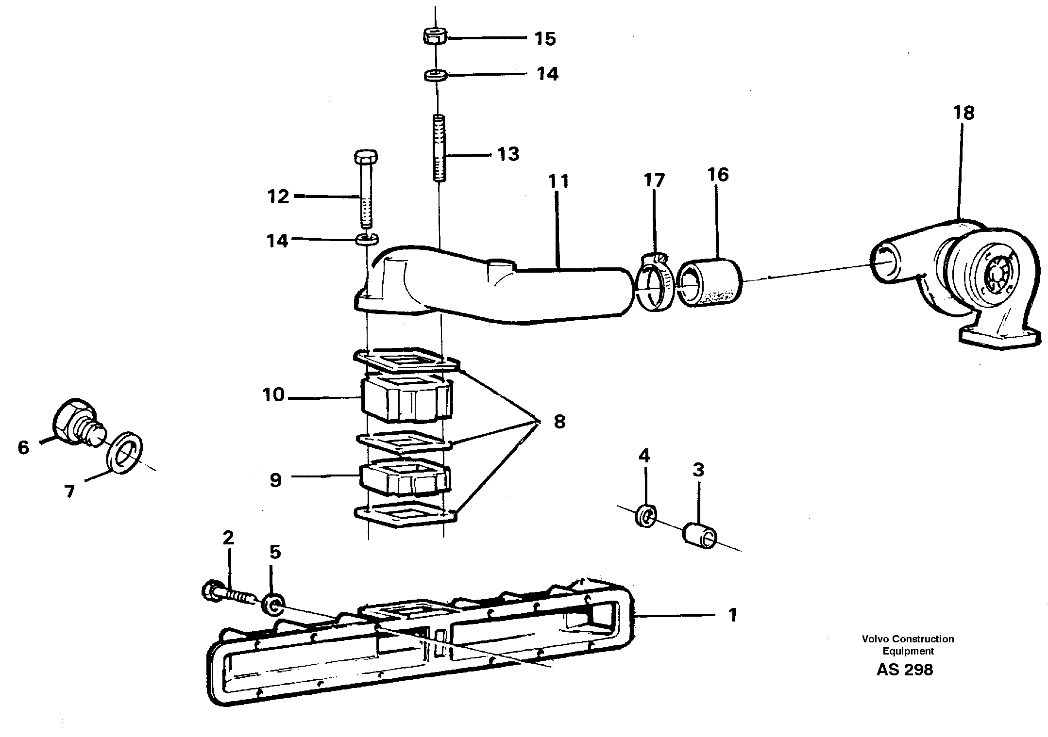 Схема запчастей Volvo L70C - 71084 Induction manifold with fitting parts L70C SER NO 13116-, SER NO BRAZIL 70007-