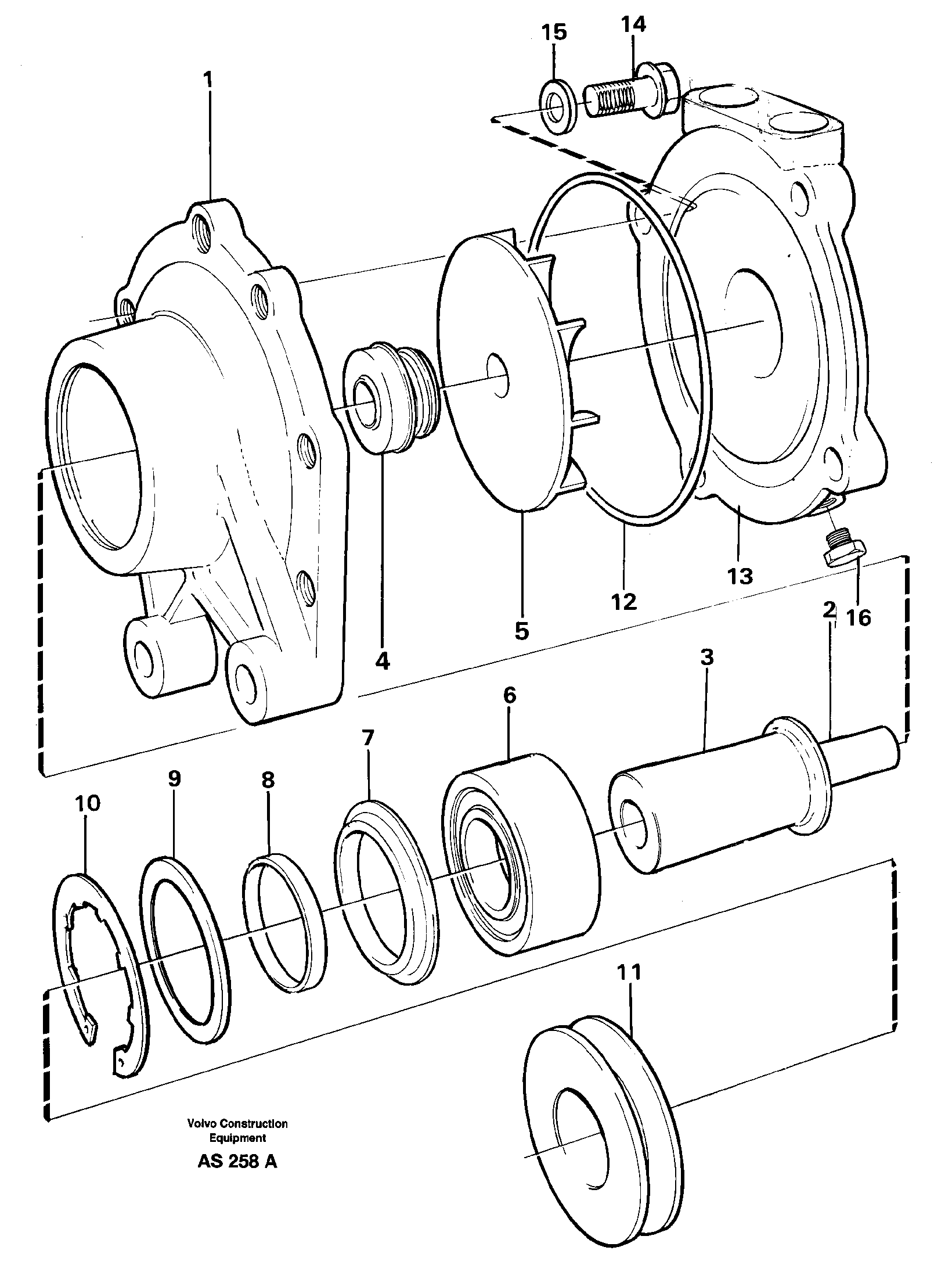 Схема запчастей Volvo L70C - 38483 Water pump, intercooler L70C SER NO 13116-, SER NO BRAZIL 70007-