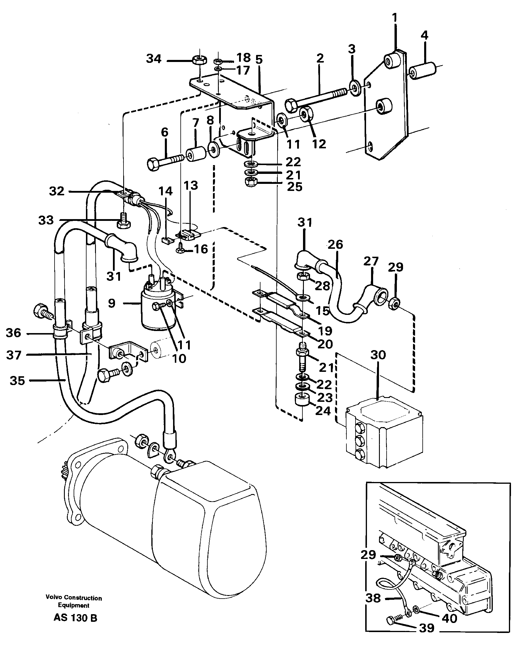 Схема запчастей Volvo L70C - 87899 Starter element with fitting parts L70C SER NO 13116-, SER NO BRAZIL 70007-