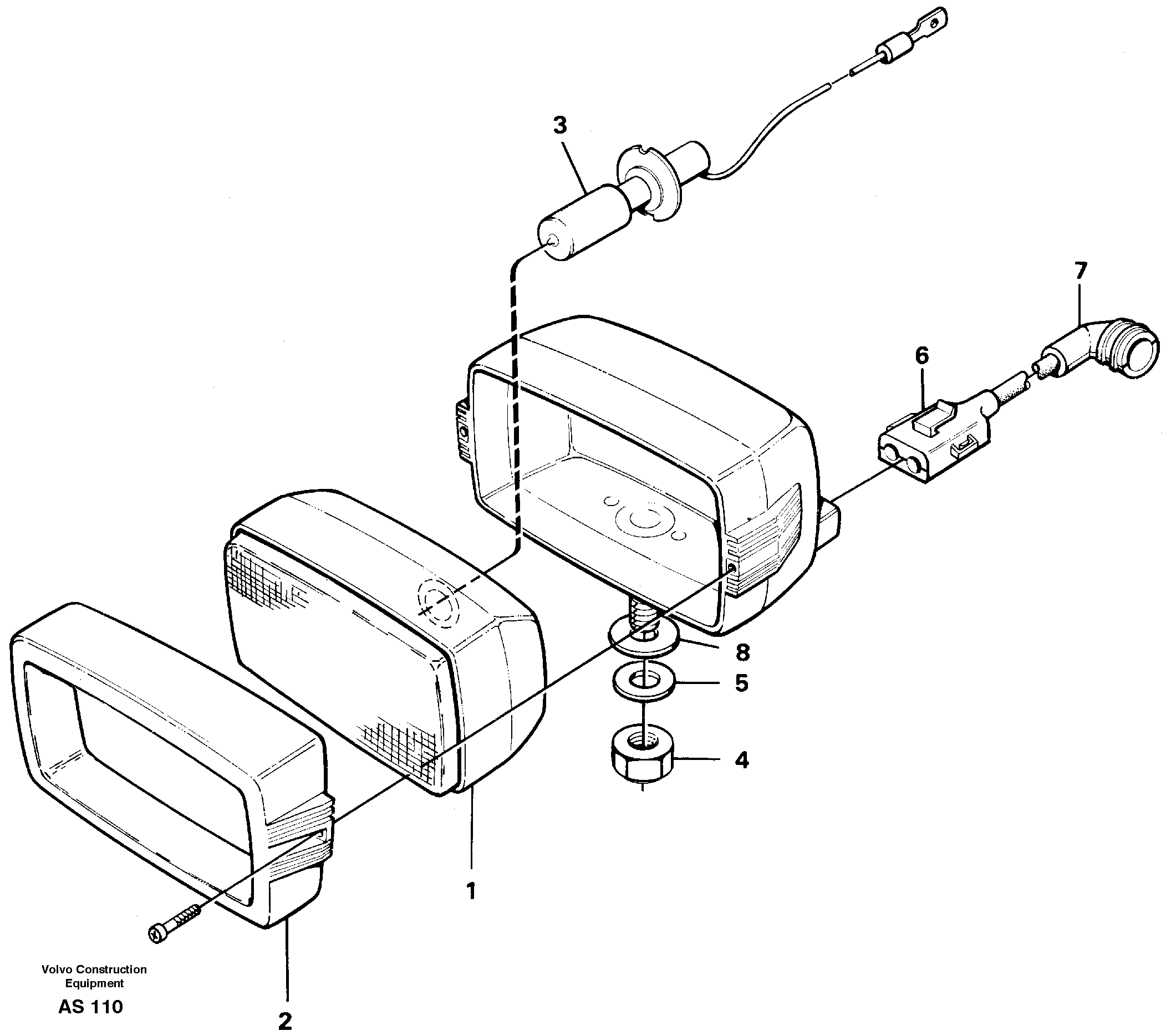 Схема запчастей Volvo L70C - 25212 Work lights Front L70C SER NO 13116-, SER NO BRAZIL 70007-