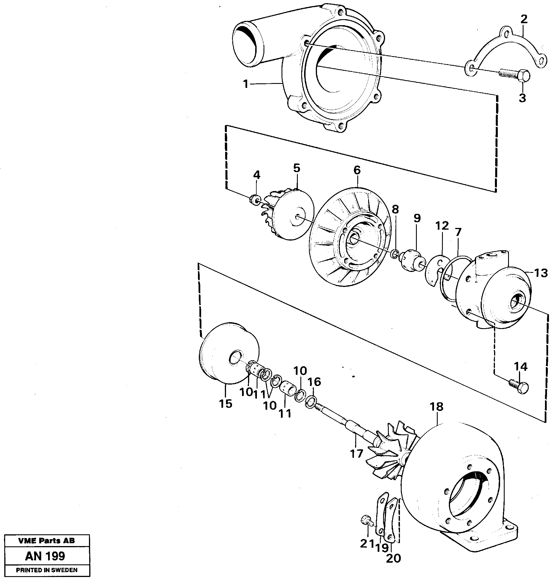 Схема запчастей Volvo L90C - 22147 Турбокомпрессор (турбина) L90C VOLVO BM VOLVO BM L90C SER NO - 14304