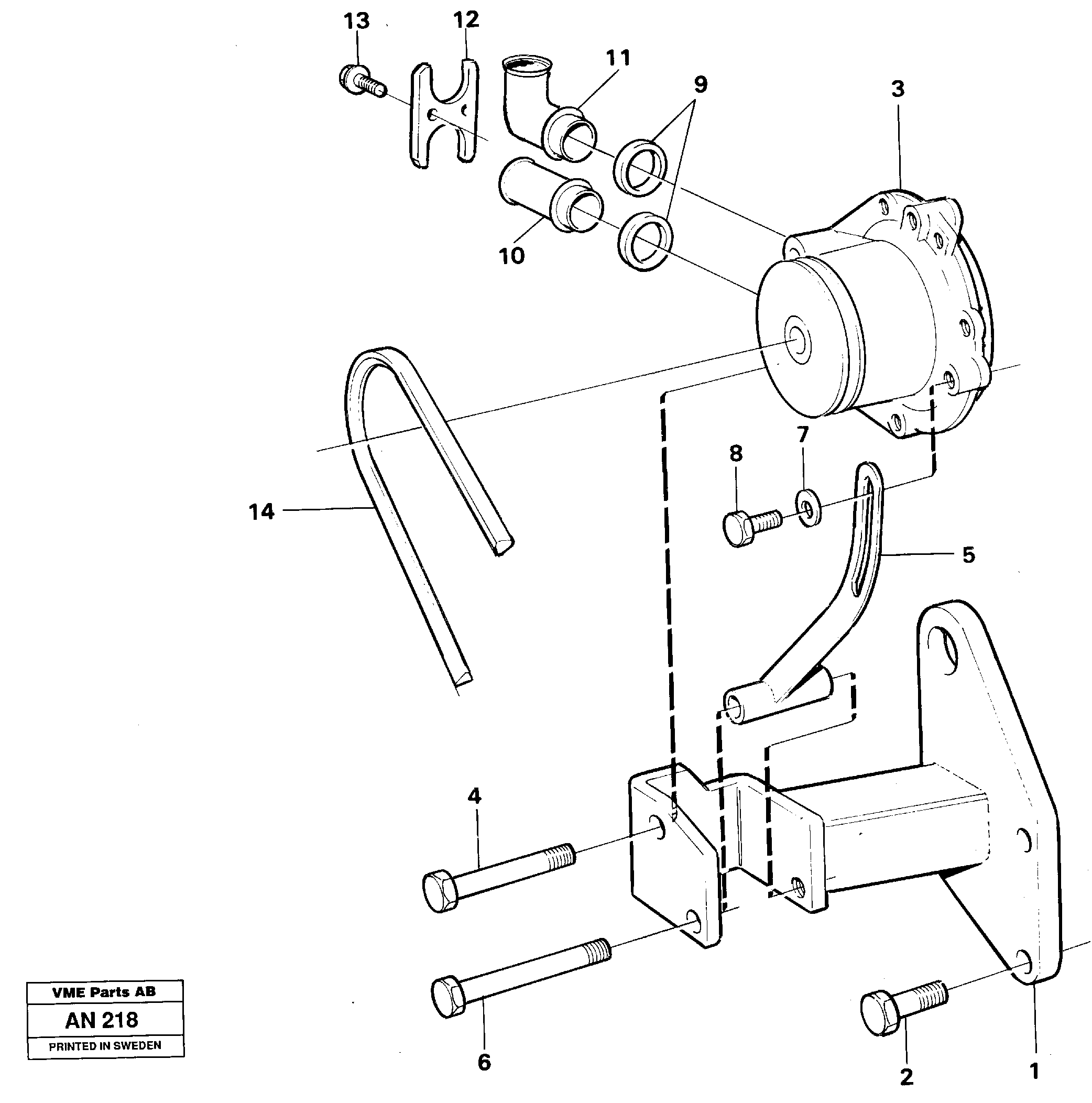 Схема запчастей Volvo L90C - 73095 Waterpump, assembly L90C VOLVO BM VOLVO BM L90C SER NO - 14304