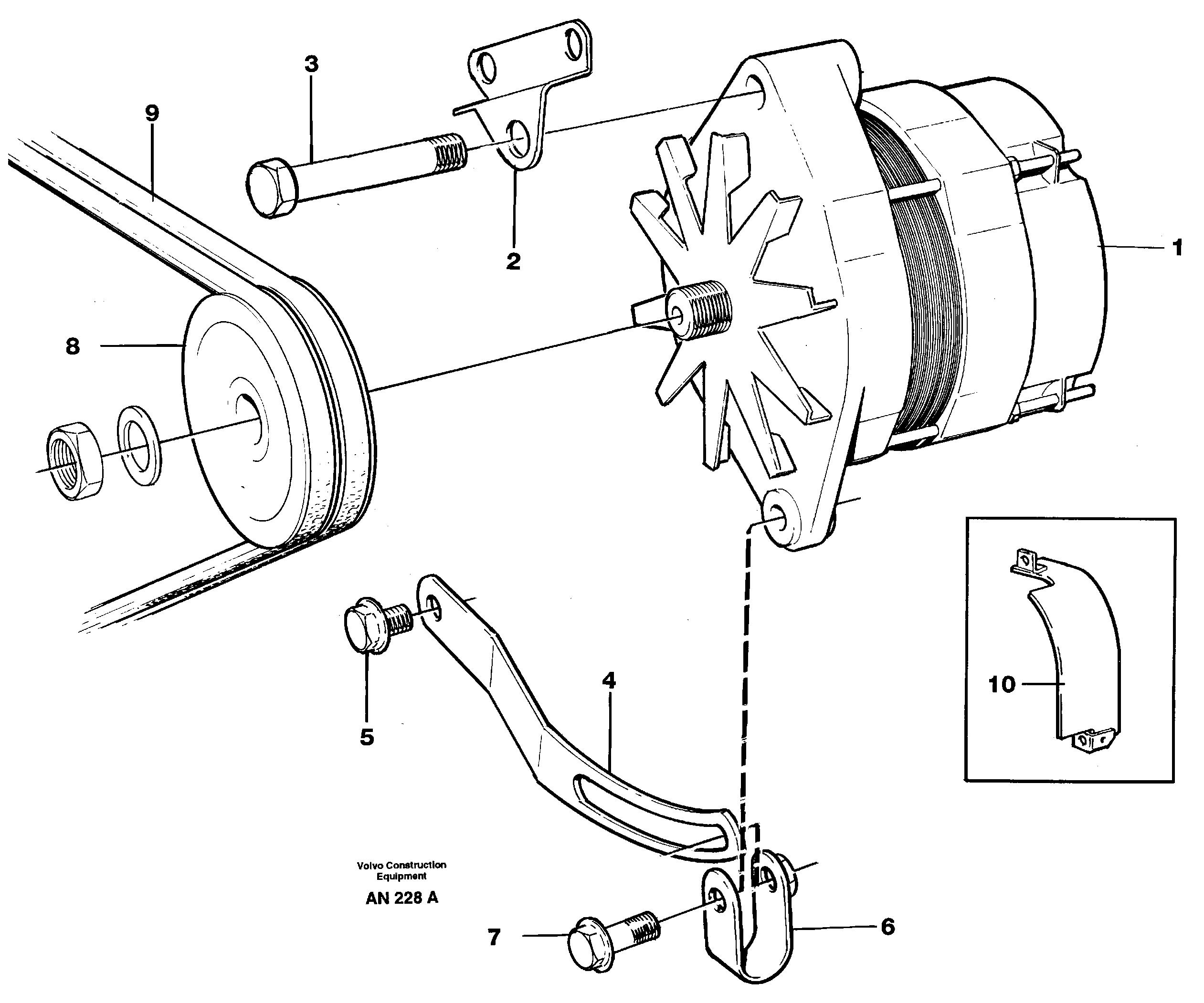 Схема запчастей Volvo L90C - 11875 Alternator with assembling details L90C VOLVO BM VOLVO BM L90C SER NO - 14304