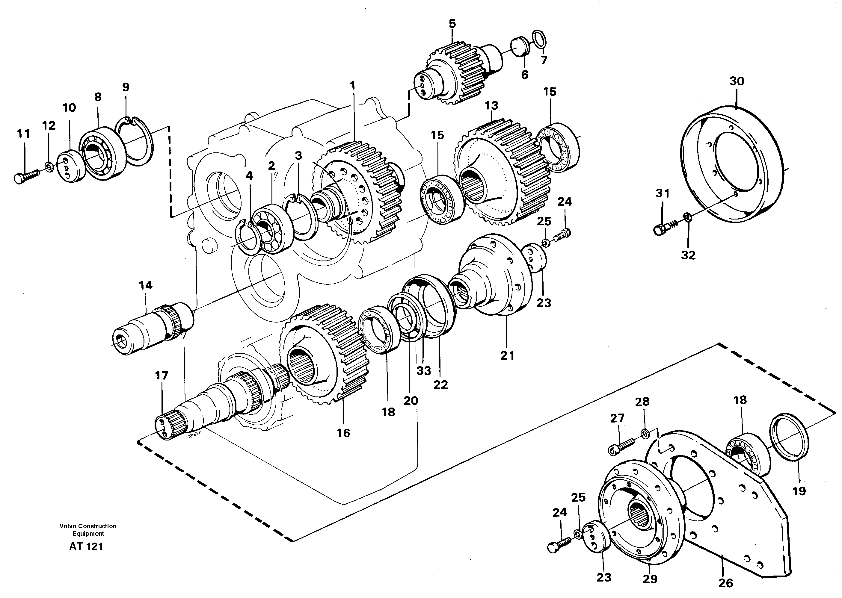 Схема запчастей Volvo L90C - 99375 Transfer gearbox gears and shafts L90C