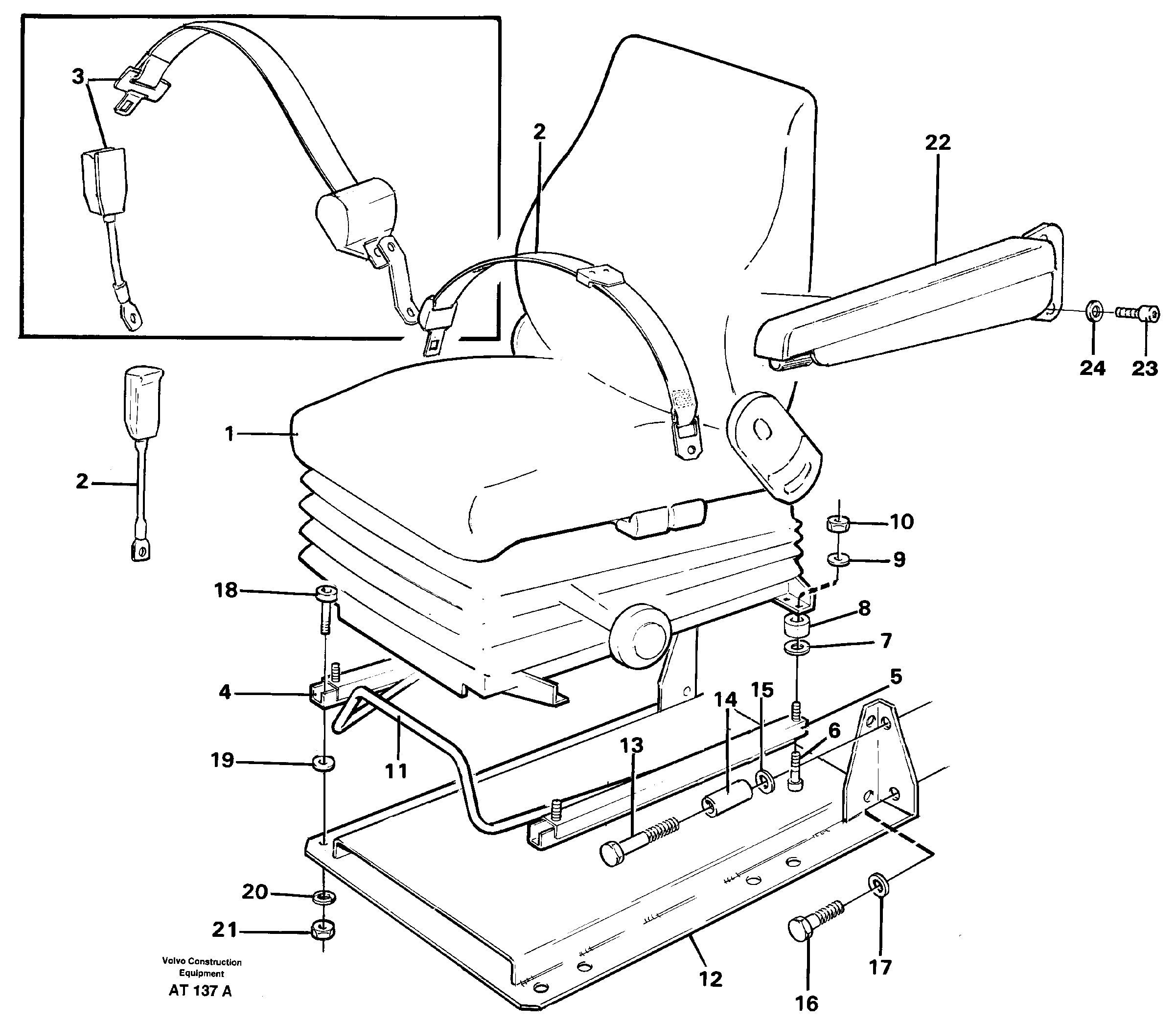 Схема запчастей Volvo L90C - 92307 Operator seat with fitting parts L90C