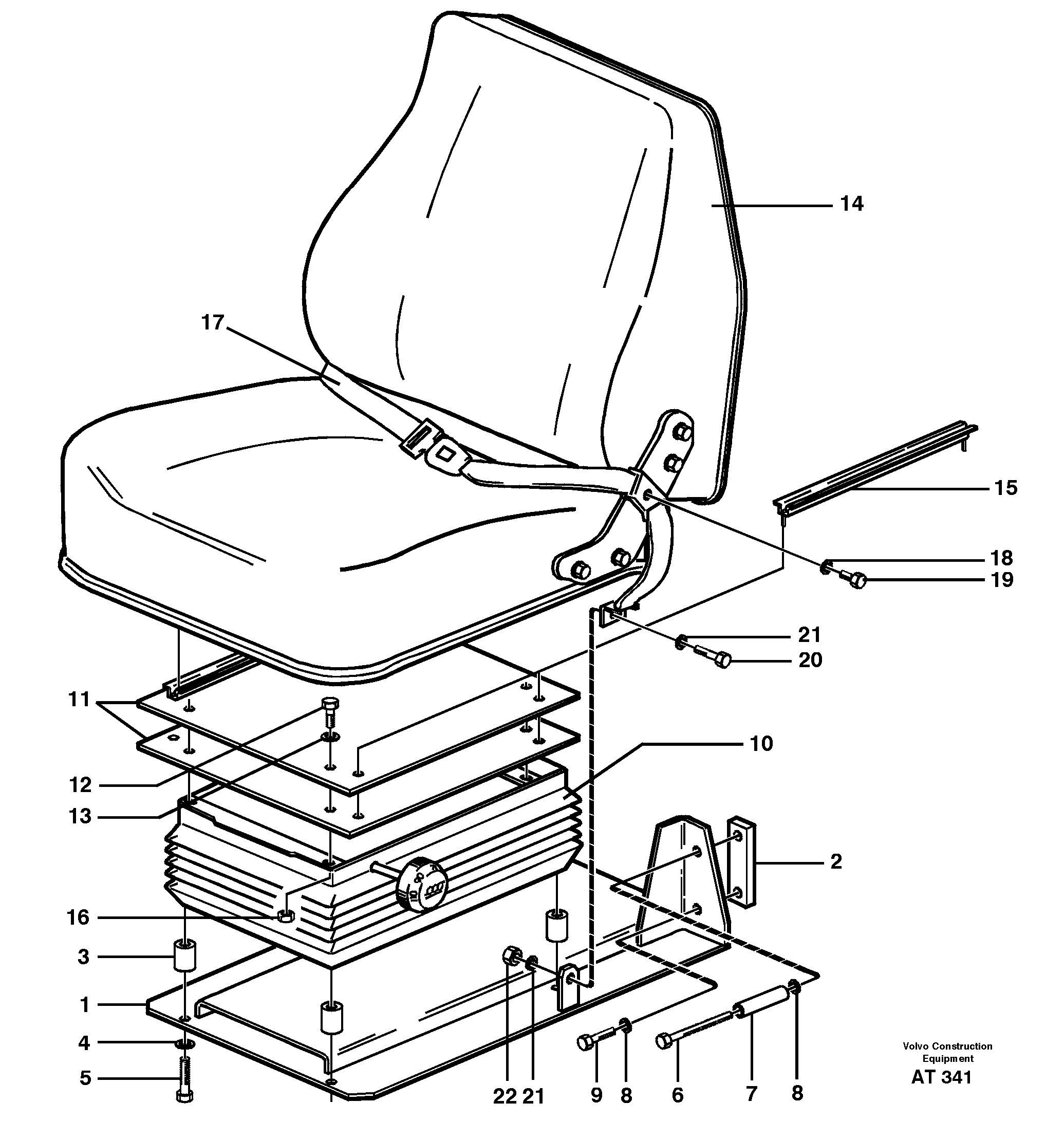 Схема запчастей Volvo L90C - 92672 Operator seat with fitting parts L90C