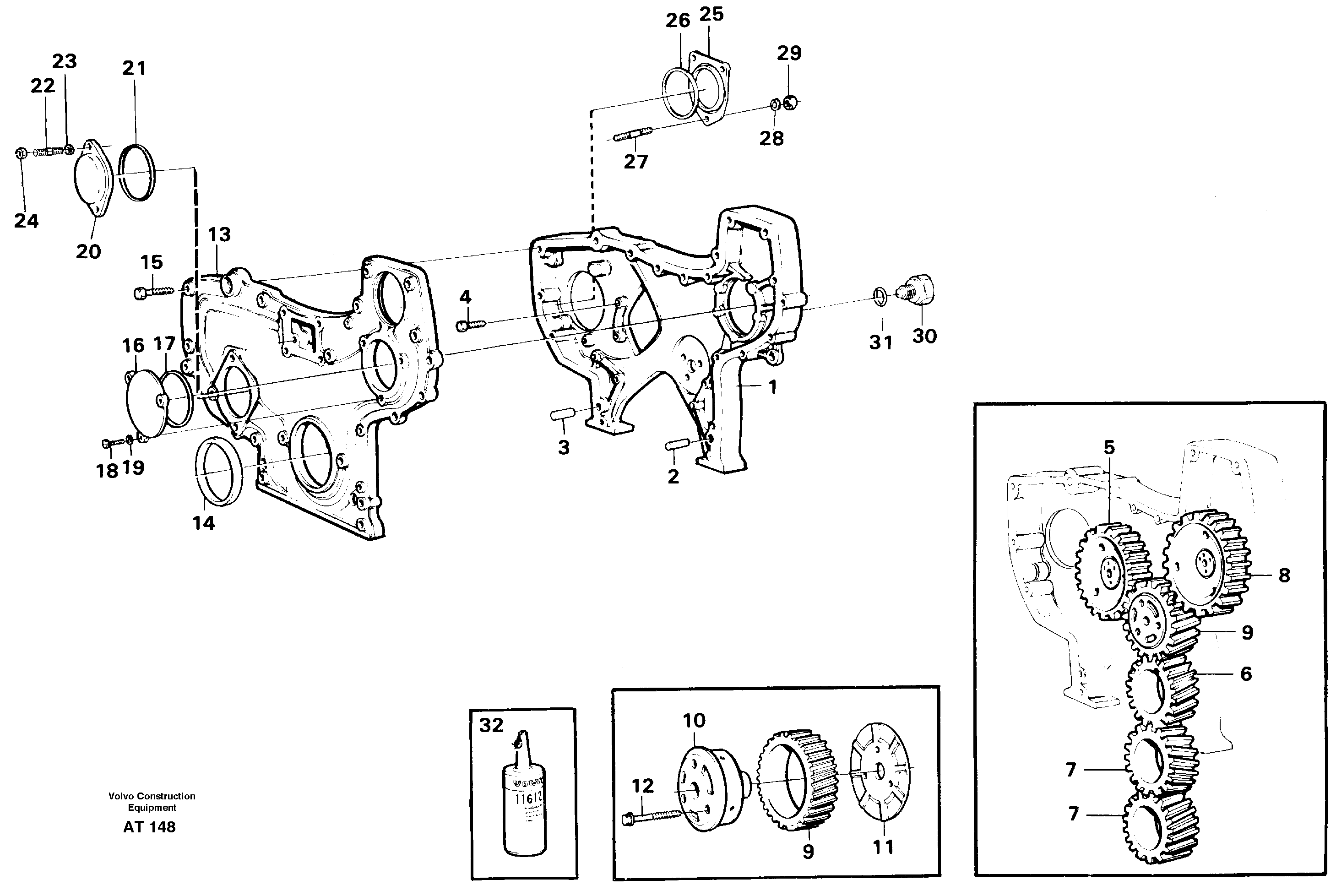 Схема запчастей Volvo L90C - 92910 Timing gear casing L90C