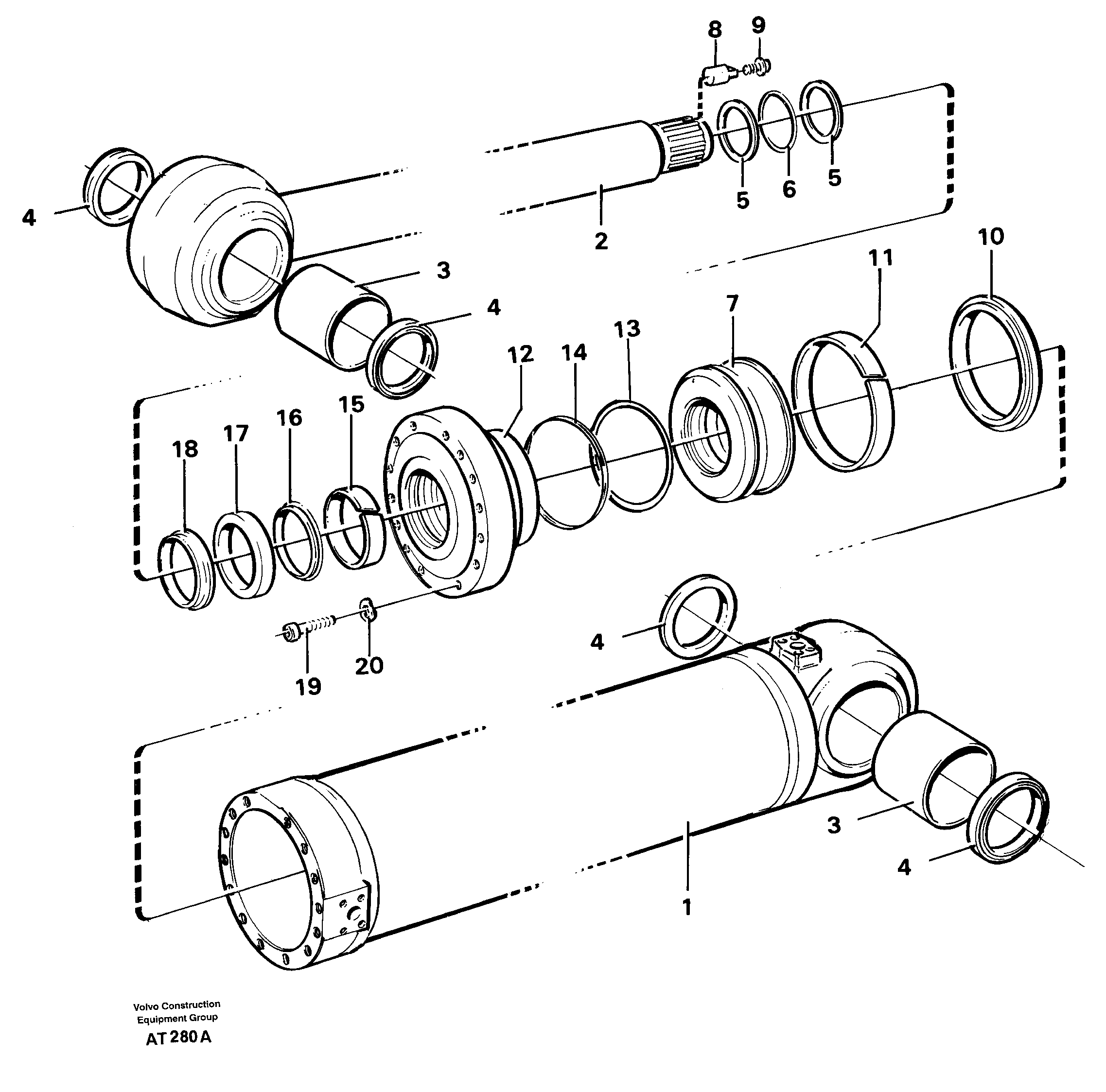 Схема запчастей Volvo L90C - 91962 Hydraulic cylinder, Tilting L90C