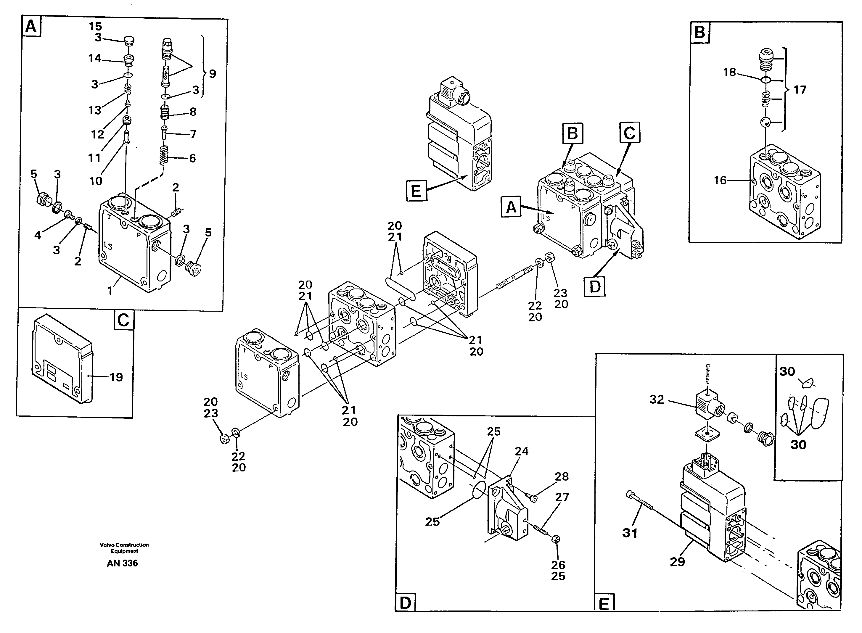 Схема запчастей Volvo L90C - 103185 Valve, circuit body and return valve L90C VOLVO BM VOLVO BM L90C SER NO - 14304