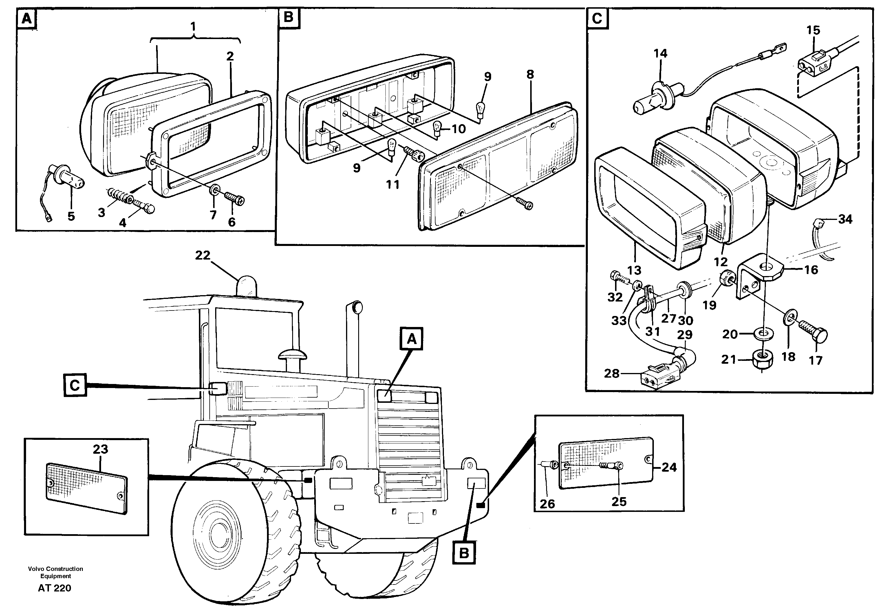 Схема запчастей Volvo L90C - 91658 Lighting, rear L90C