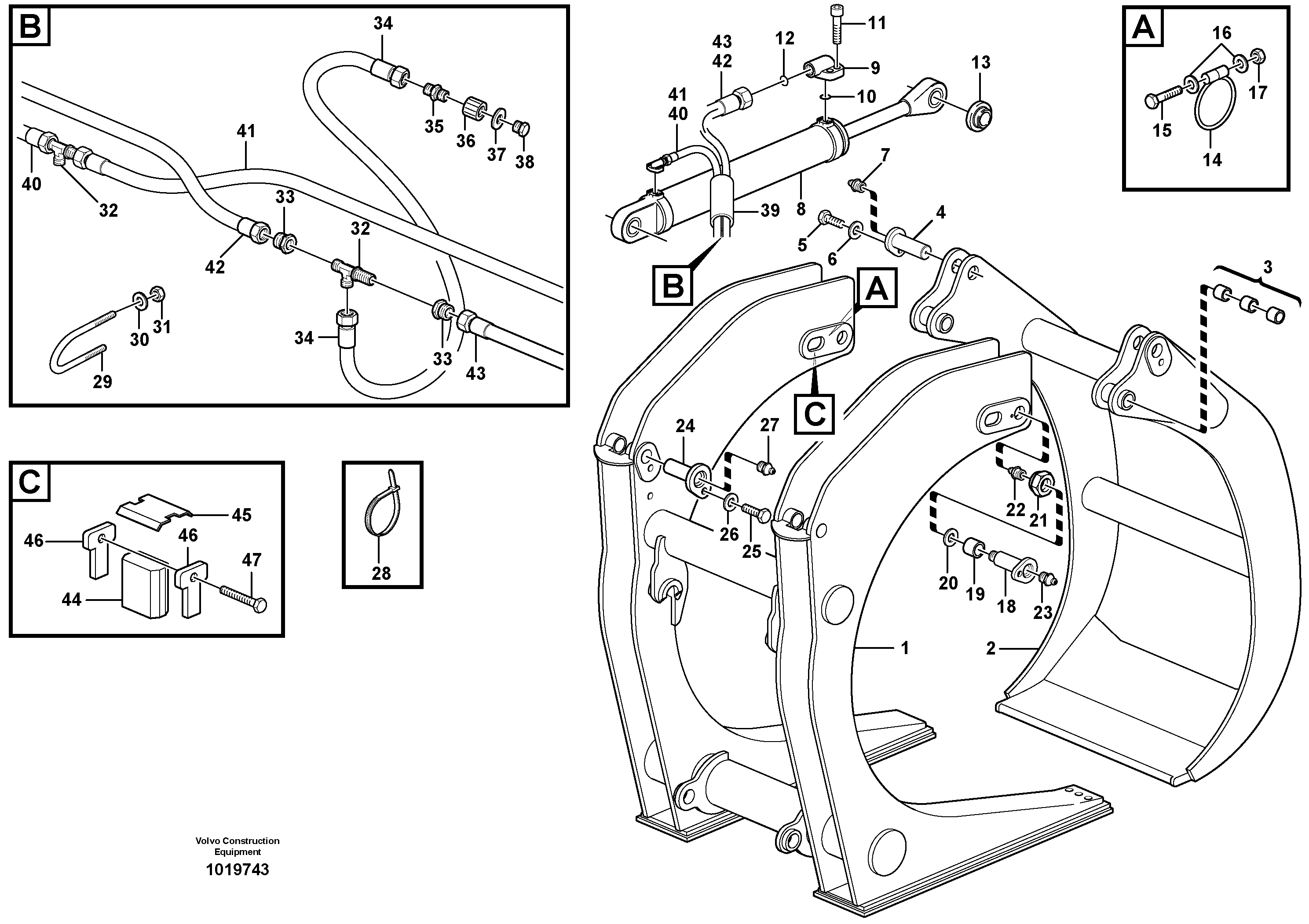 Схема запчастей Volvo L90C - 9203 Unloading grapple ATTACHMENTS ATTACHMENTS WHEEL LOADERS GEN. - C