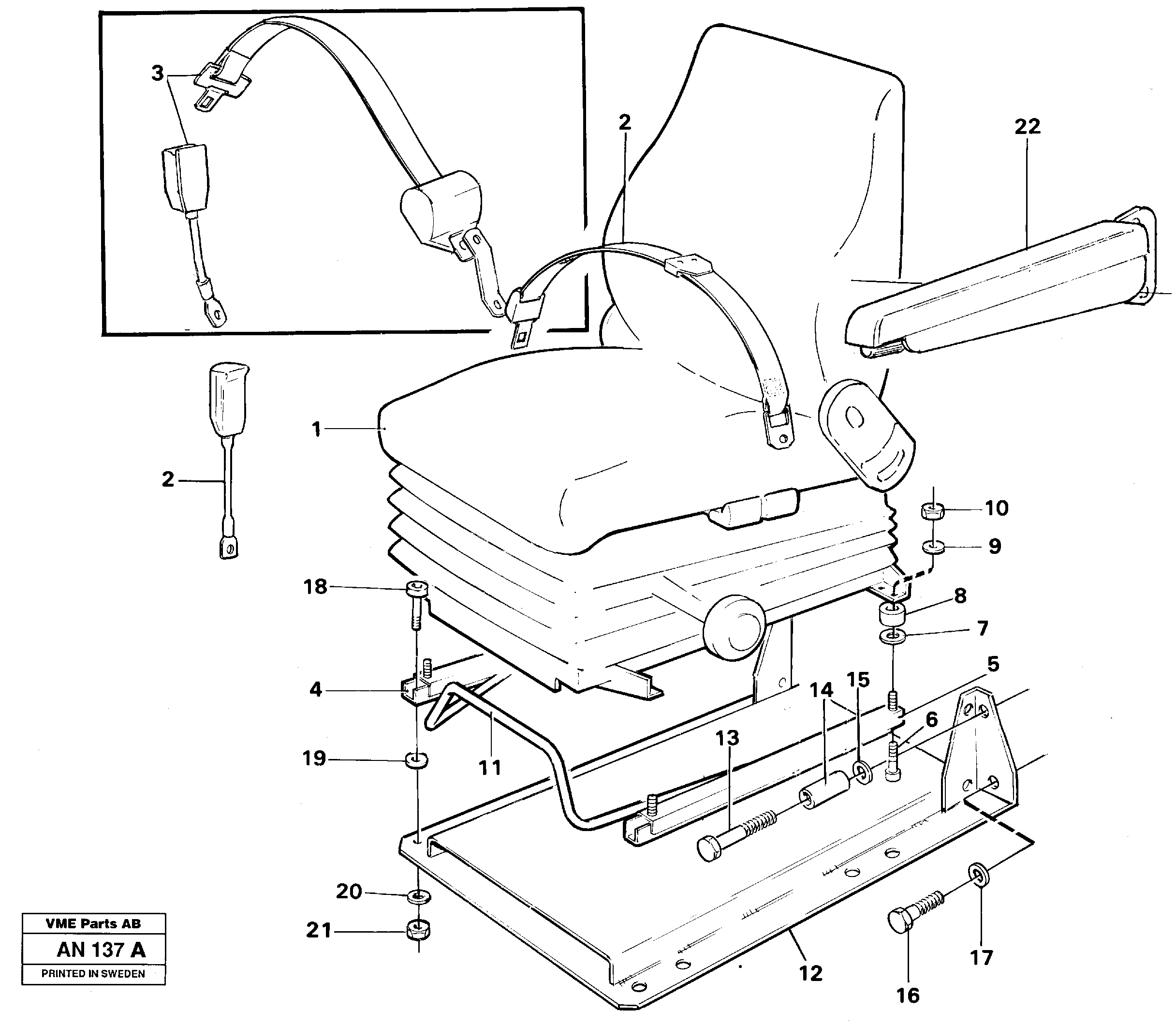 Схема запчастей Volvo L90C - 60761 Operator seat with fitting parts L90C VOLVO BM VOLVO BM L90C SER NO - 14304