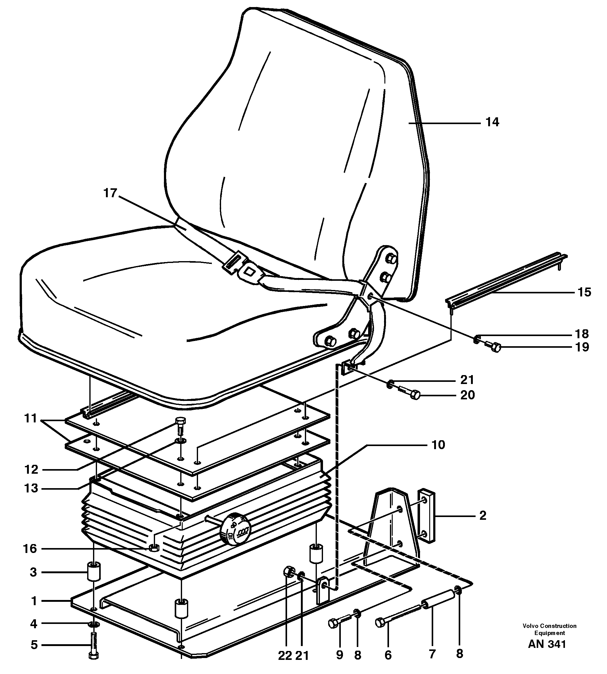 Схема запчастей Volvo L90C - 65004 Operator seat with fitting parts L90C VOLVO BM VOLVO BM L90C SER NO - 14304