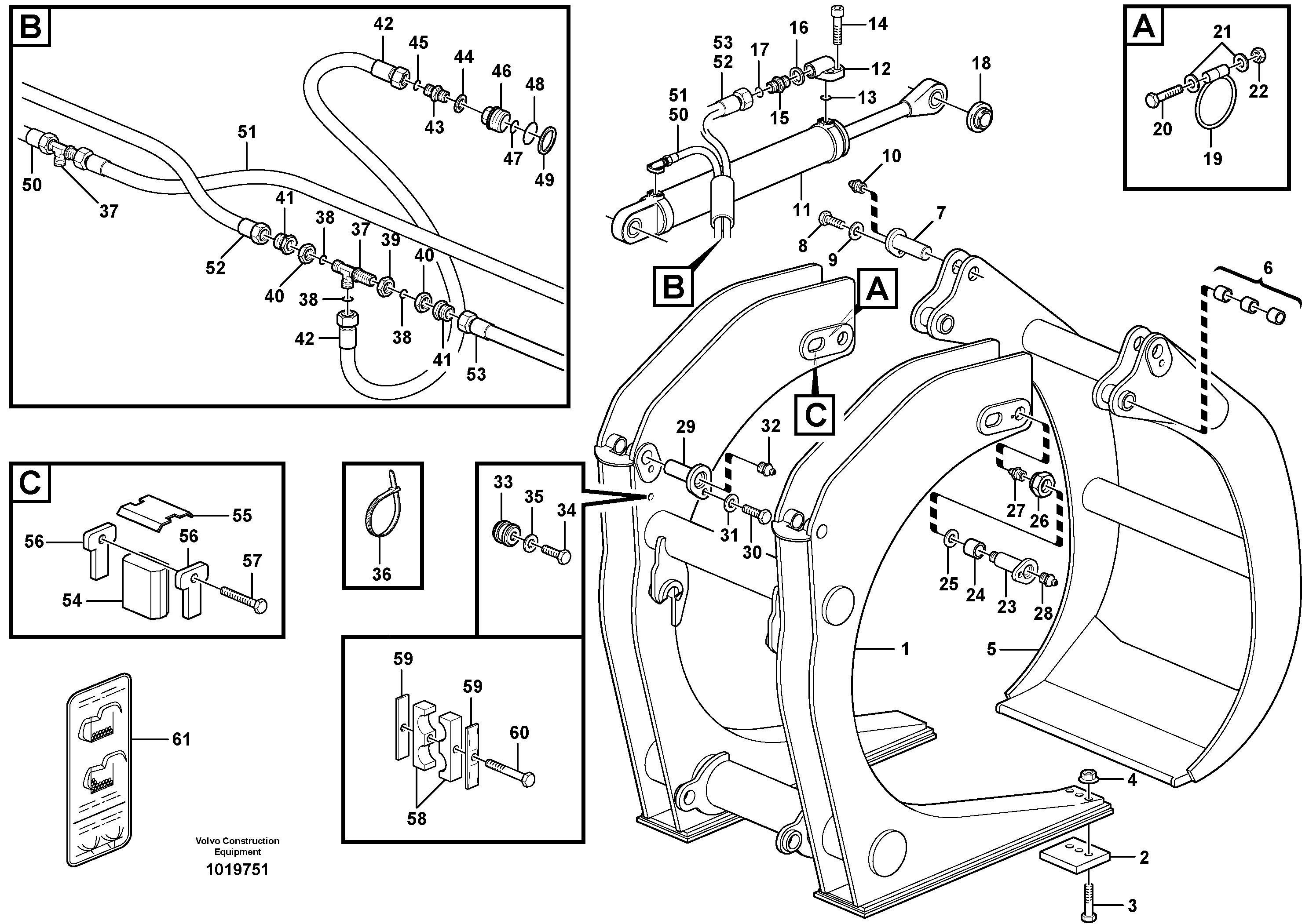 Схема запчастей Volvo L90C - 89560 Sorting grapple ATTACHMENTS ATTACHMENTS WHEEL LOADERS GEN. - C