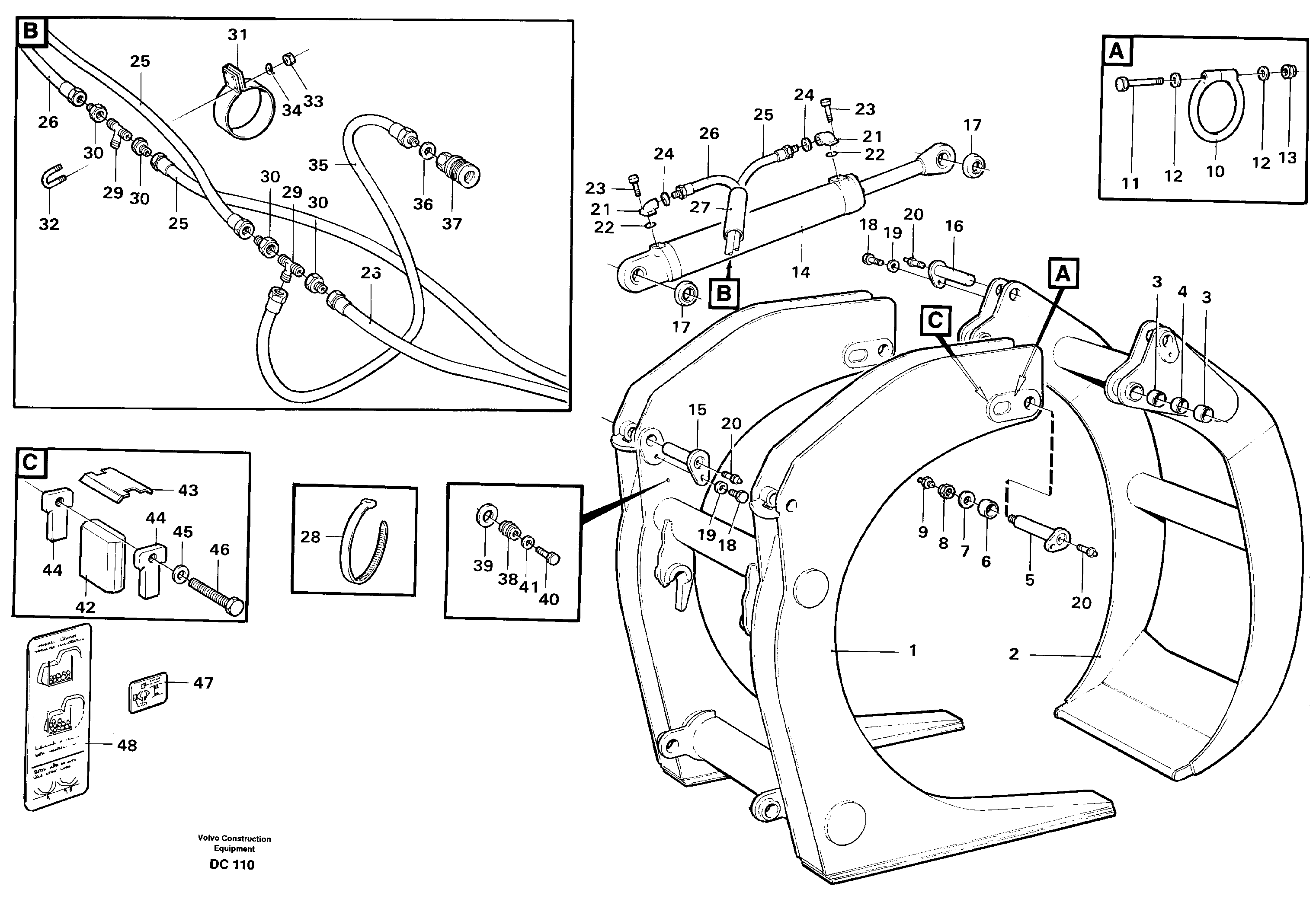 Схема запчастей Volvo L90C - 9207 Sorting grapple ATTACHMENTS ATTACHMENTS WHEEL LOADERS GEN. - C