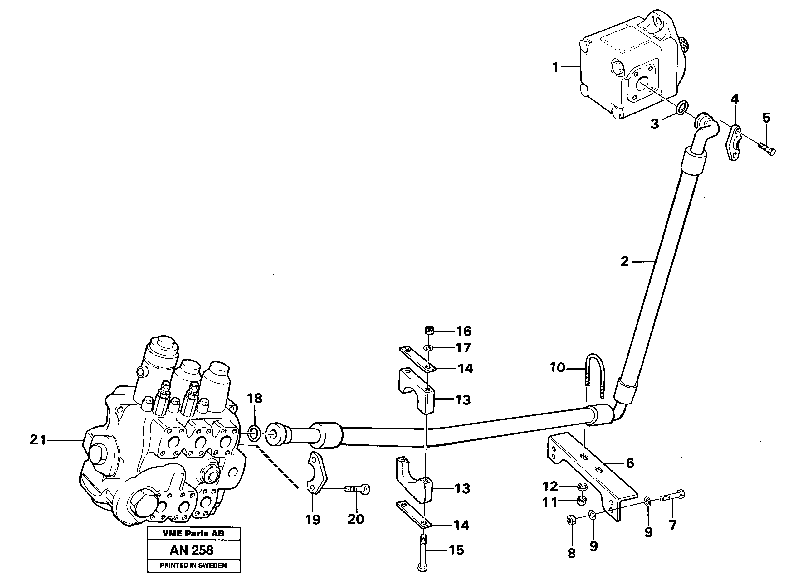 Схема запчастей Volvo L90C - 62864 Hydraulic system: Feed line L90C VOLVO BM VOLVO BM L90C SER NO - 14304