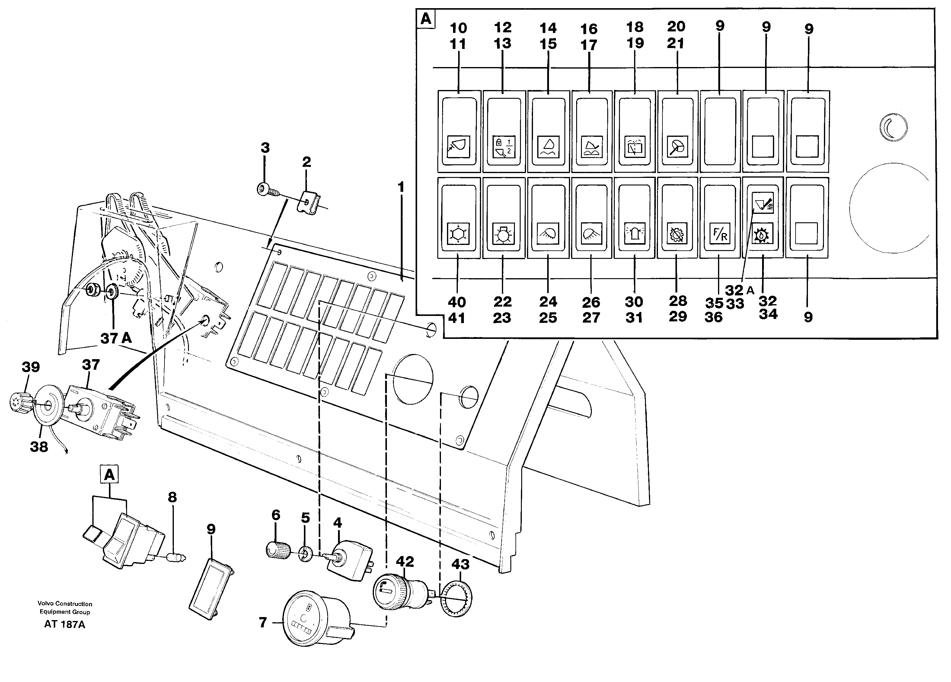 Схема запчастей Volvo L90C - 92689 Switch panel L90C