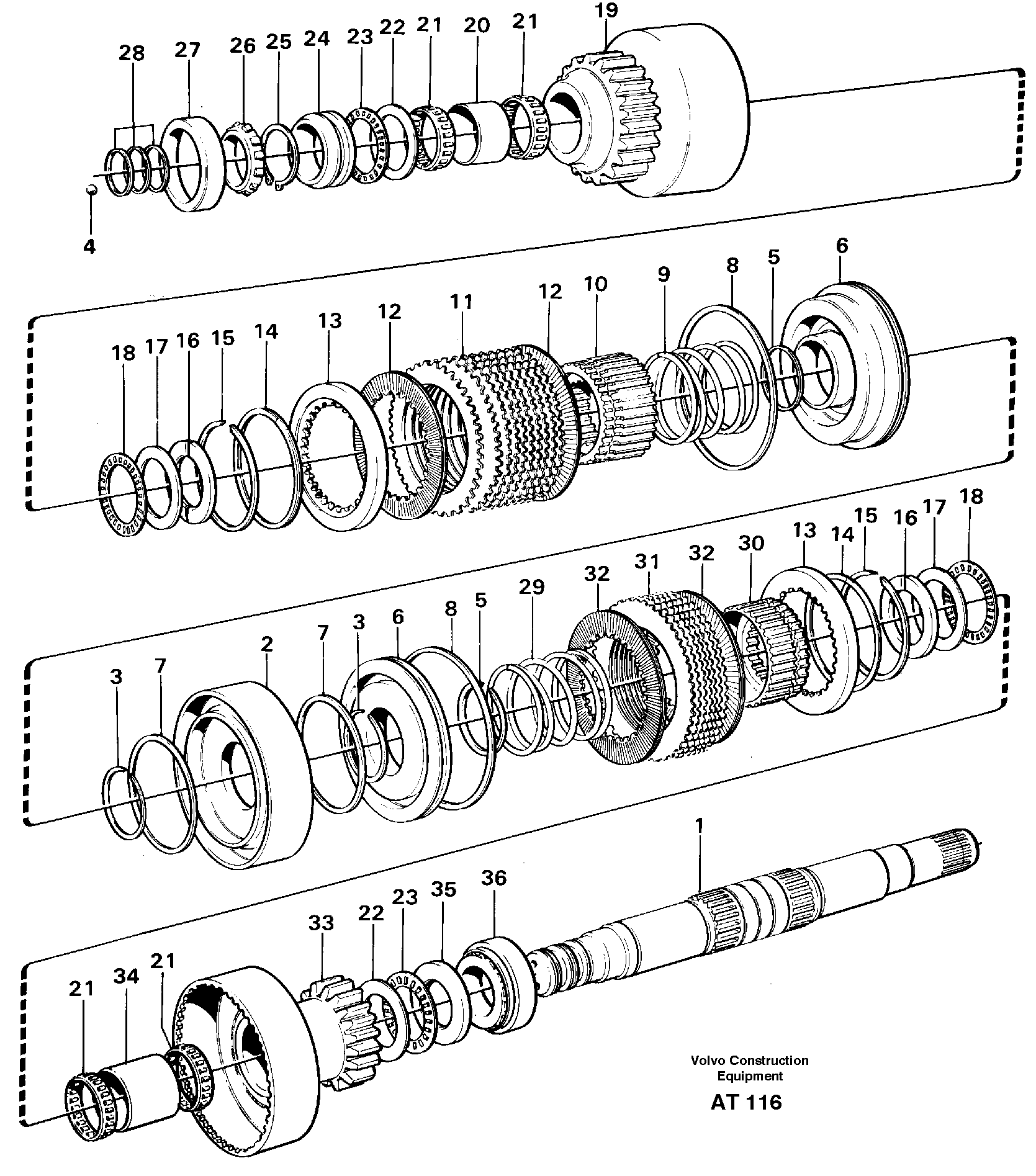 Схема запчастей Volvo L90C - 96576 Clutches 3:rd and 4:th speeds L90C