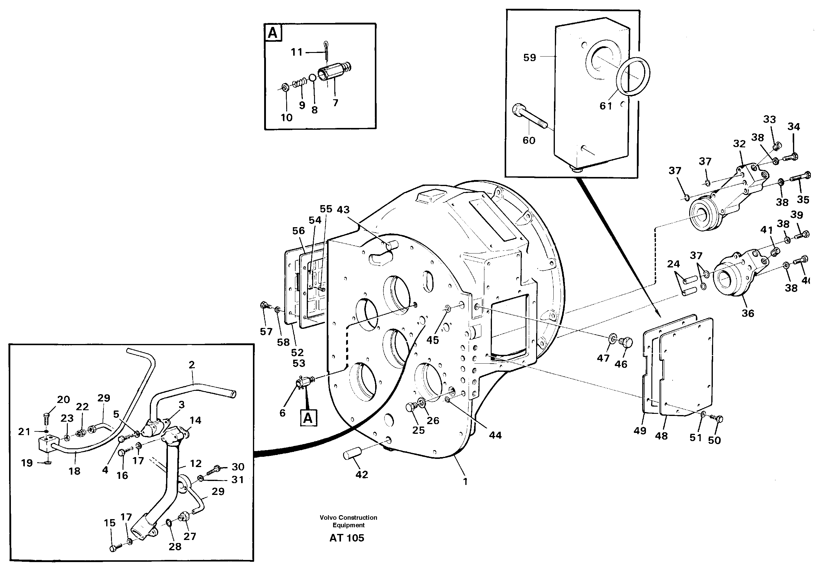 Схема запчастей Volvo L90C - 99769 Converter housing with assembly parts L90C