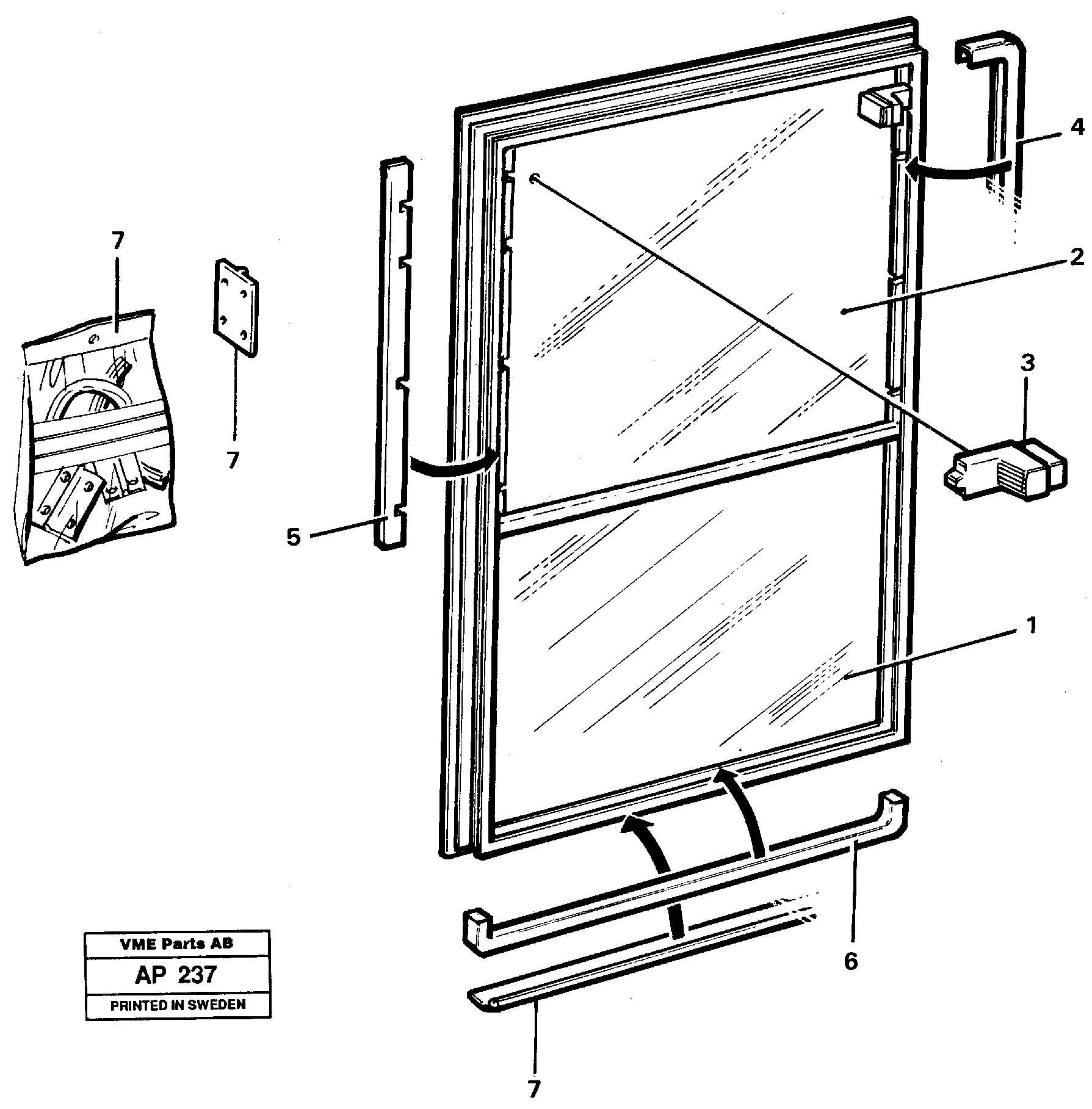 Схема запчастей Volvo L120C - 23526 Sliding window L120C VOLVO BM VOLVO BM L120C SER NO - 11318