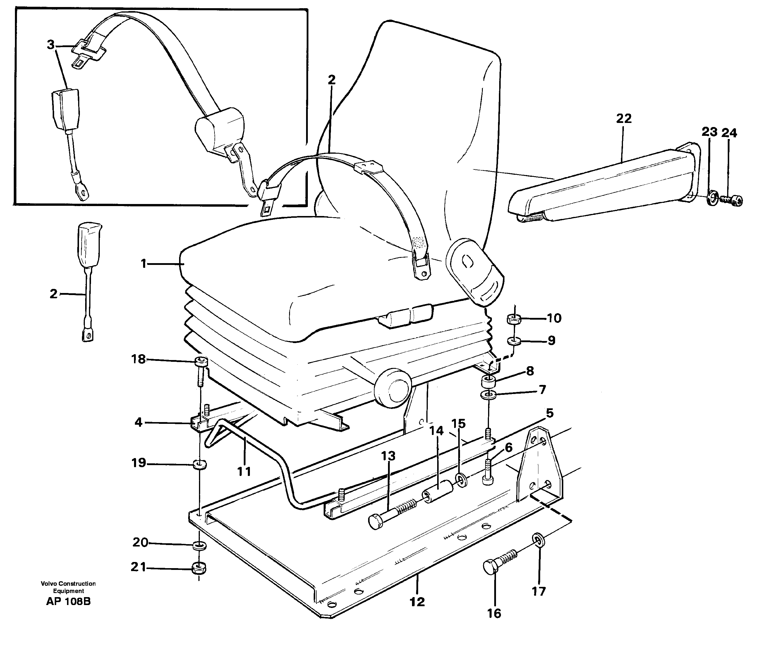 Схема запчастей Volvo L120C - 60762 Operator seat with fitting parts L120C VOLVO BM VOLVO BM L120C SER NO - 11318