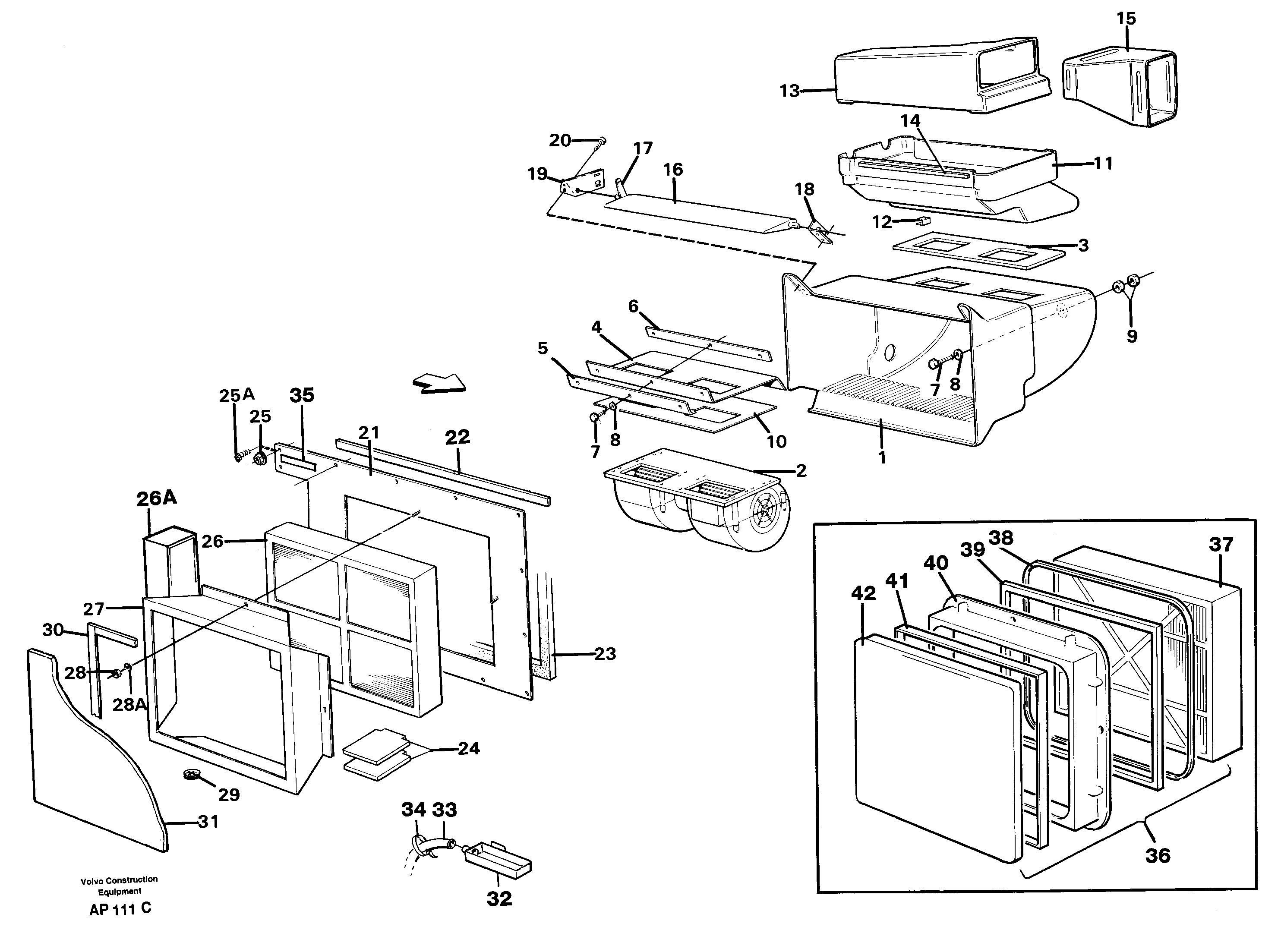 Схема запчастей Volvo L120C - 32362 Фильтр воздушный L120C VOLVO BM VOLVO BM L120C SER NO - 11318